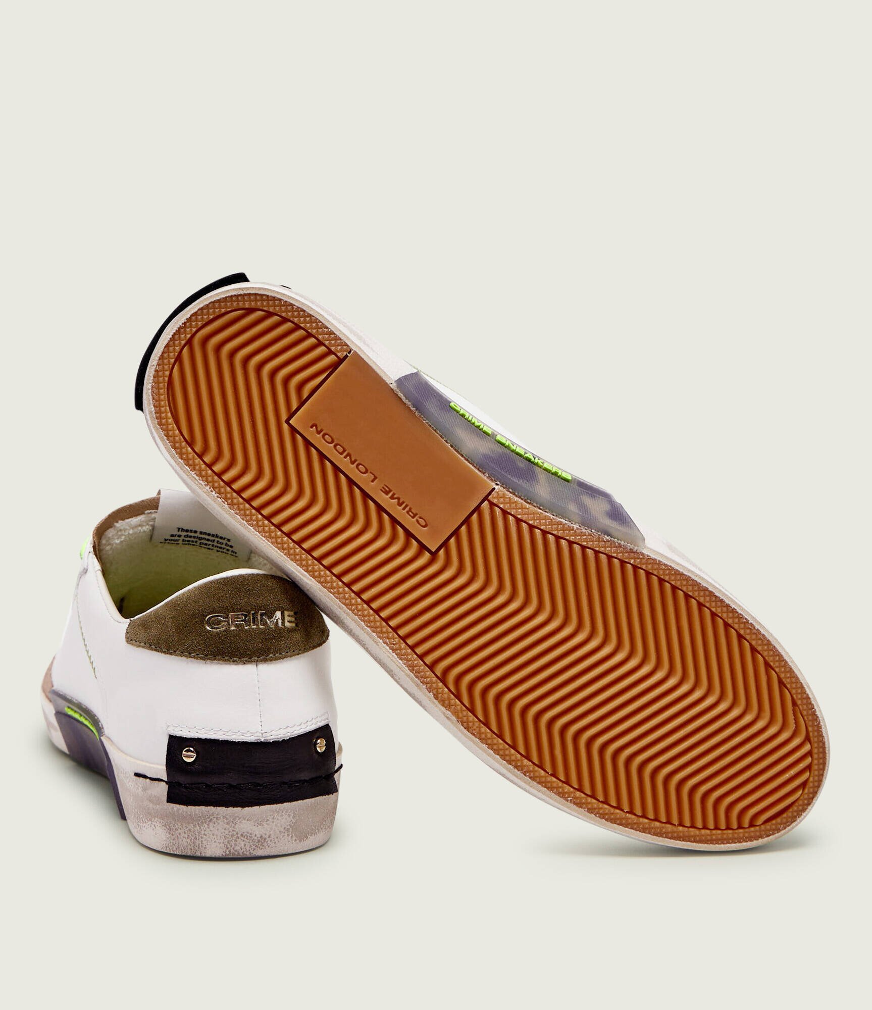 Crime London Teniși din piele DISTRESSED LOW | piele întoarsă