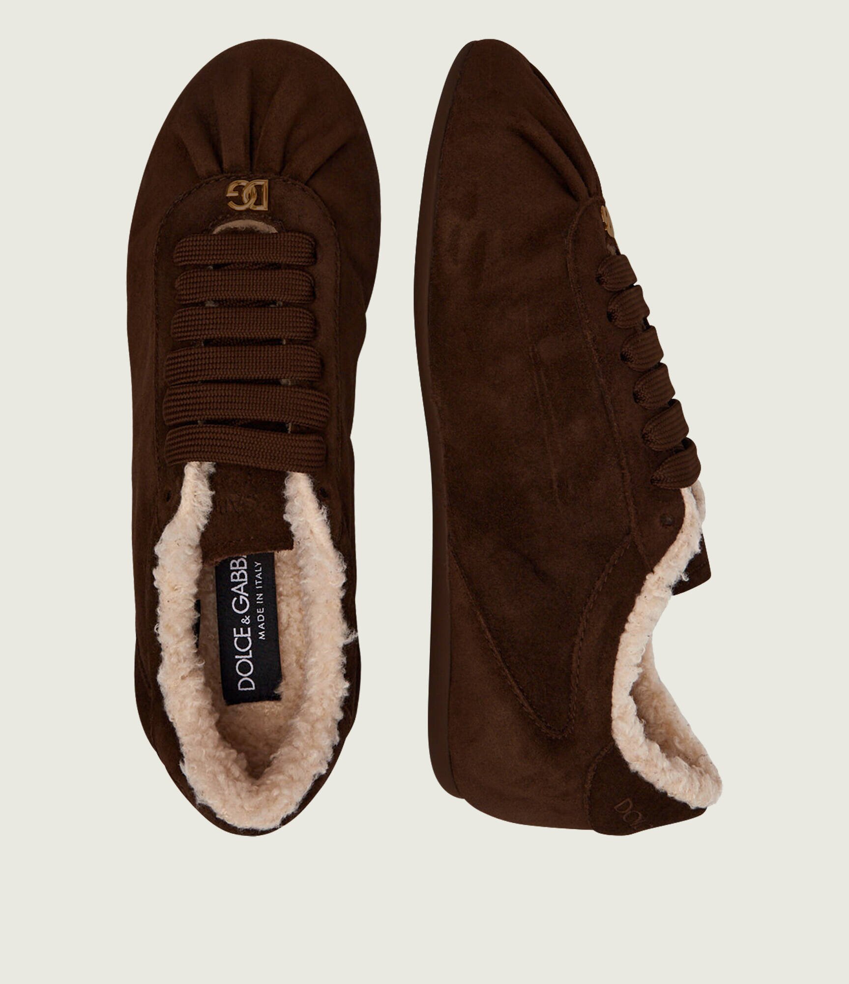 Dolce & Gabbana Căptușite sneakers Ballet | shearling | piele întoarsă