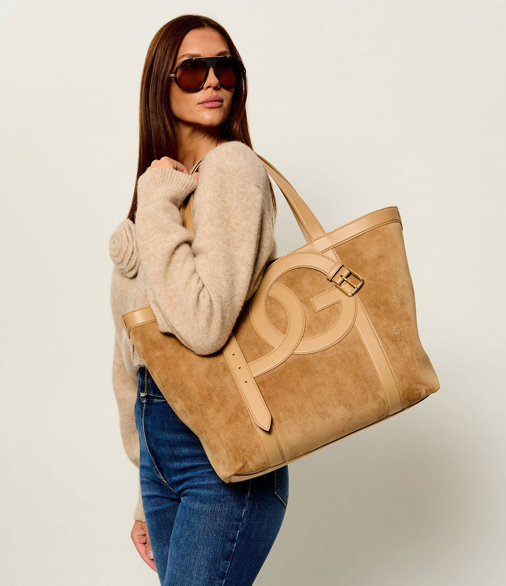 Dolce & Gabbana Geantă shopper + borsetă DG Belt | piele întoarsă