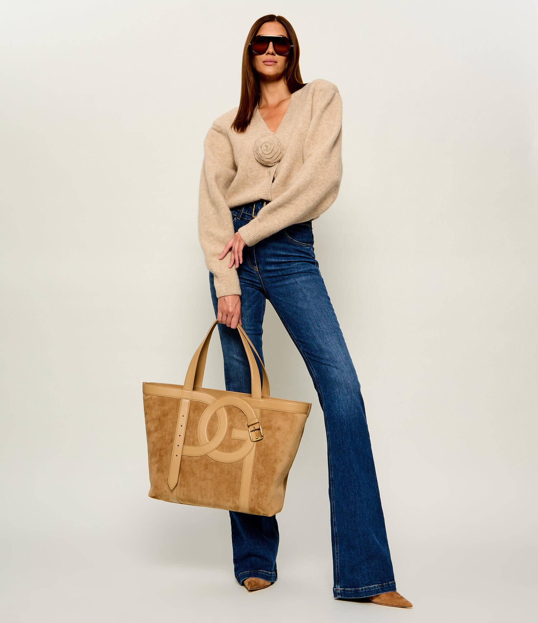 Dolce & Gabbana Geantă shopper + borsetă DG Belt | piele întoarsă