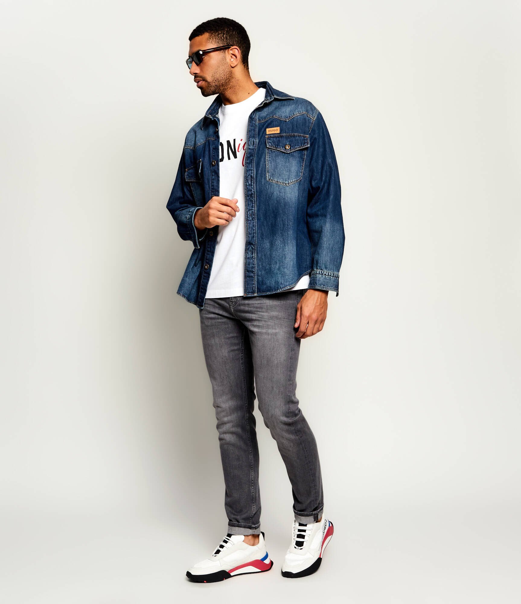 Dsquared2 Sneakers D2 Flow cu adaos de piele