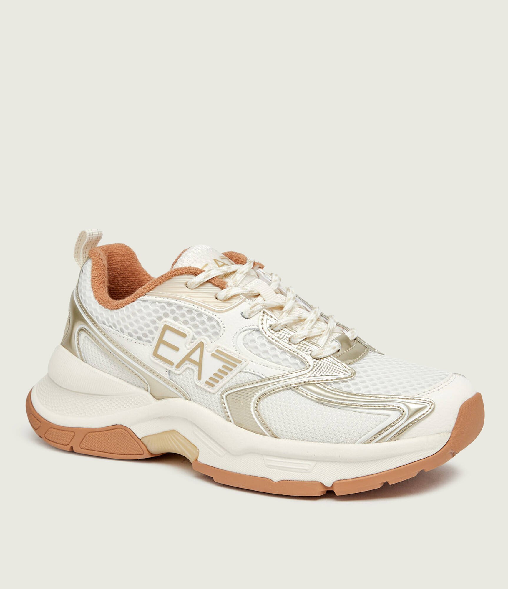 EA7 Sneakers cu adaos de piele
