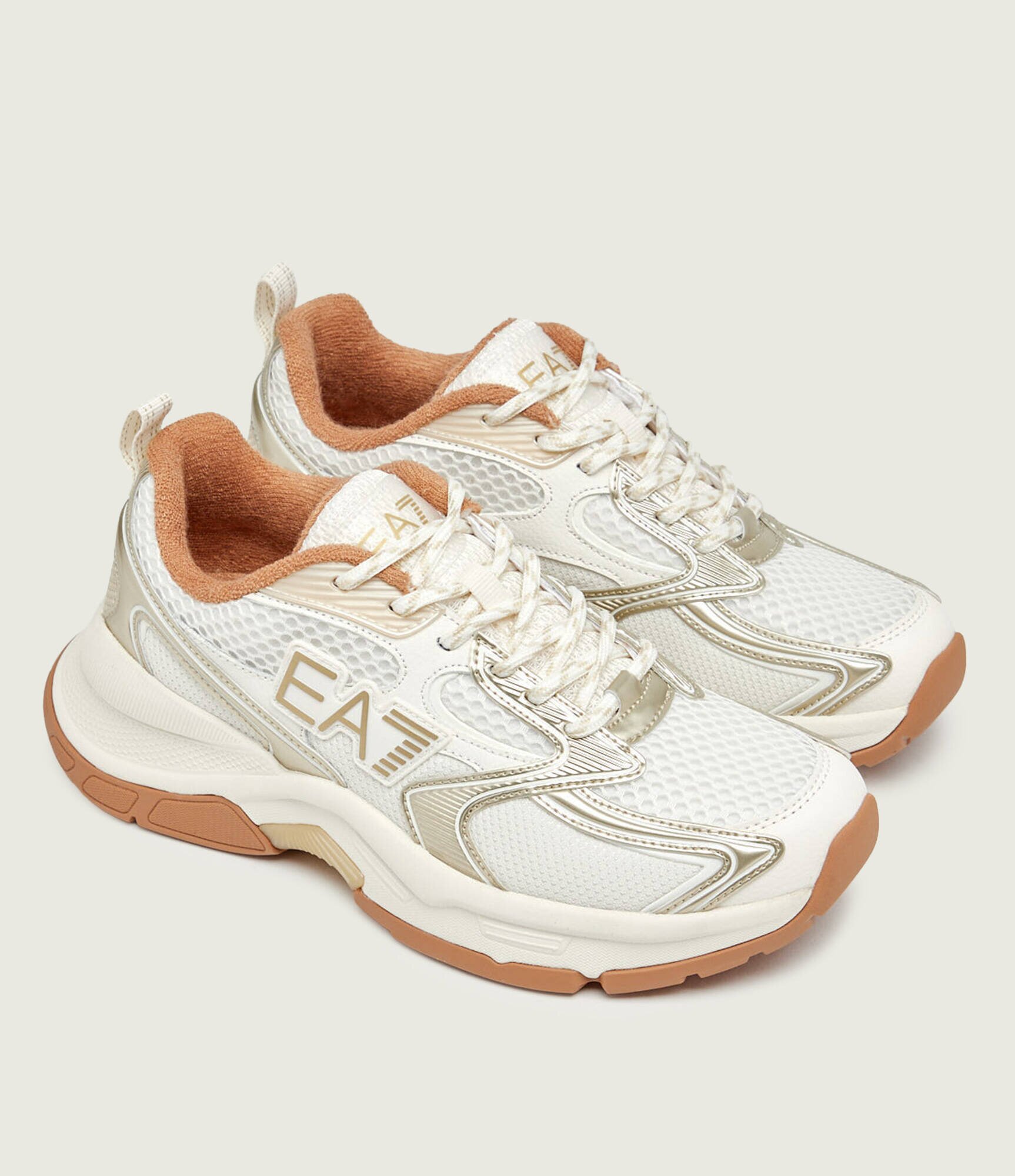 EA7 Sneakers cu adaos de piele