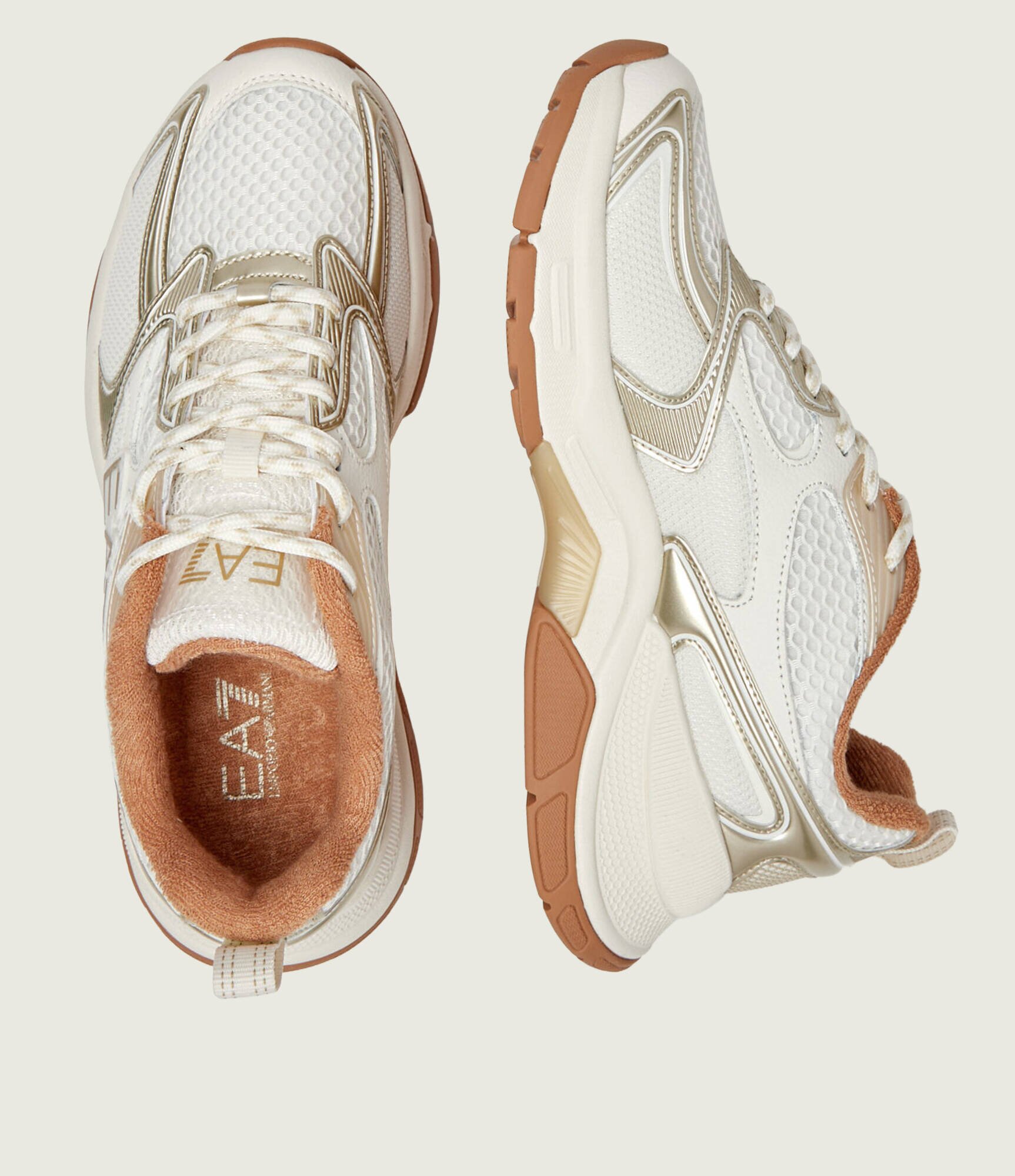 EA7 Sneakers cu adaos de piele
