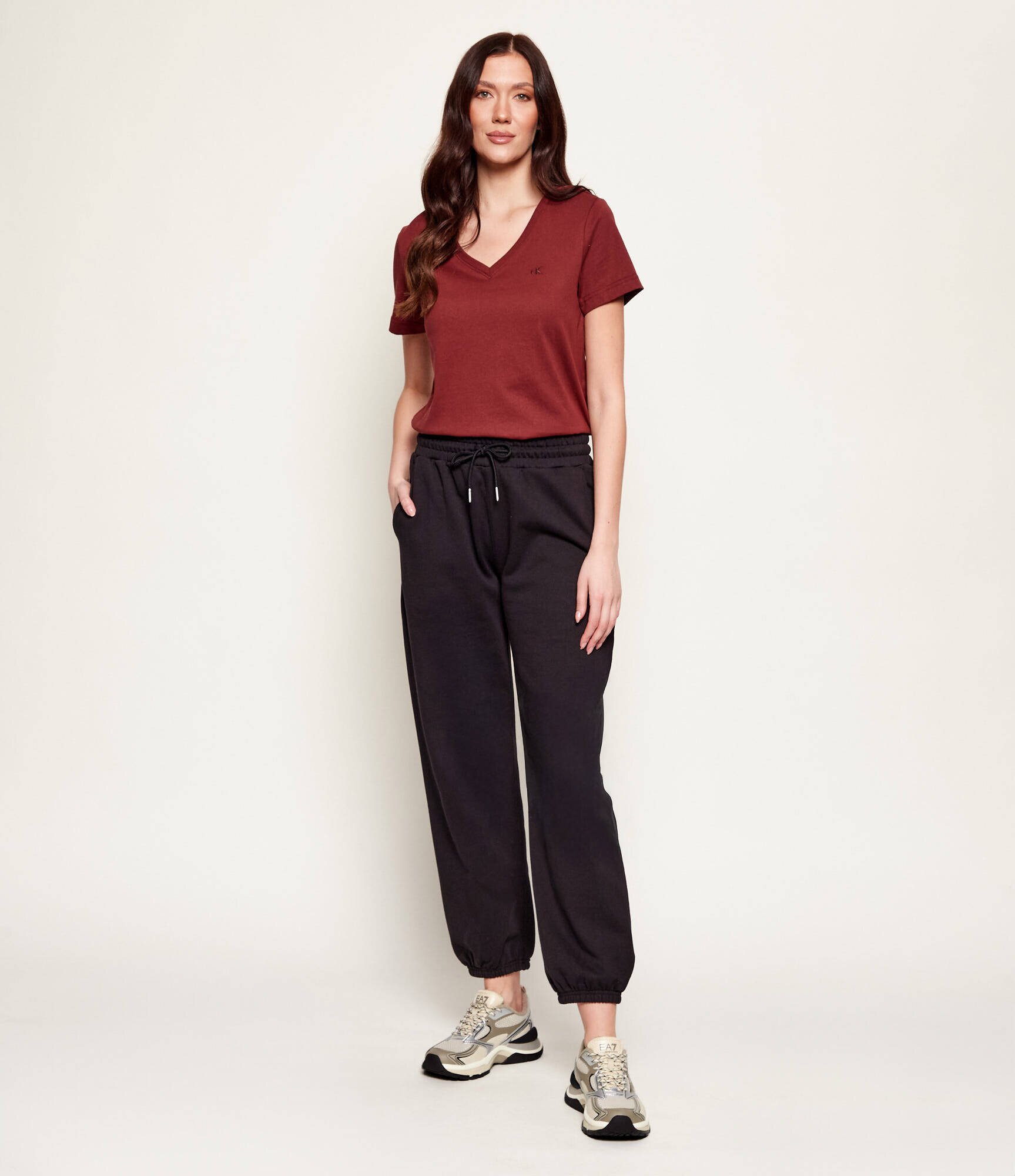 EA7 Sneakers cu adaos de piele