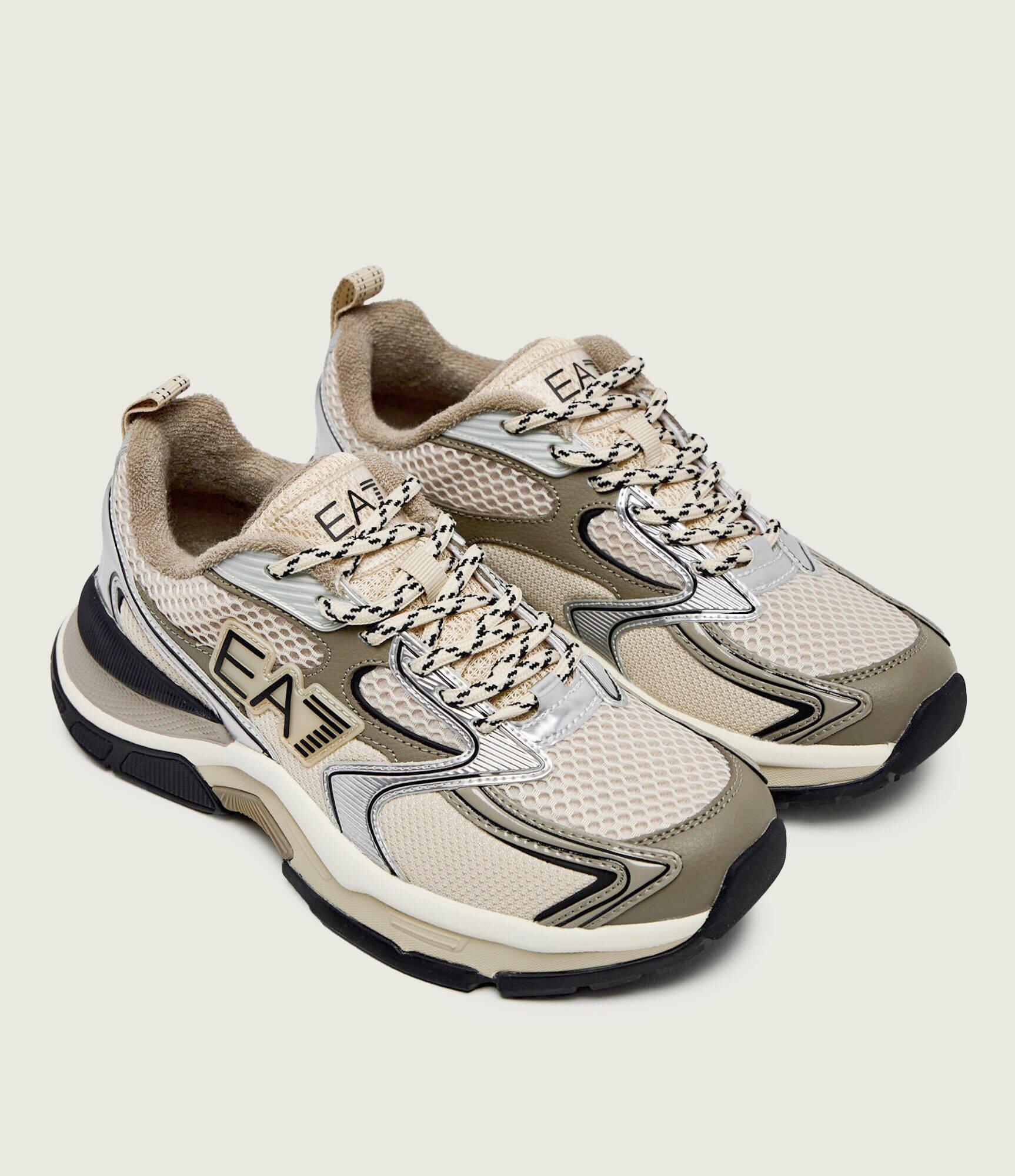 EA7 Sneakers cu adaos de piele