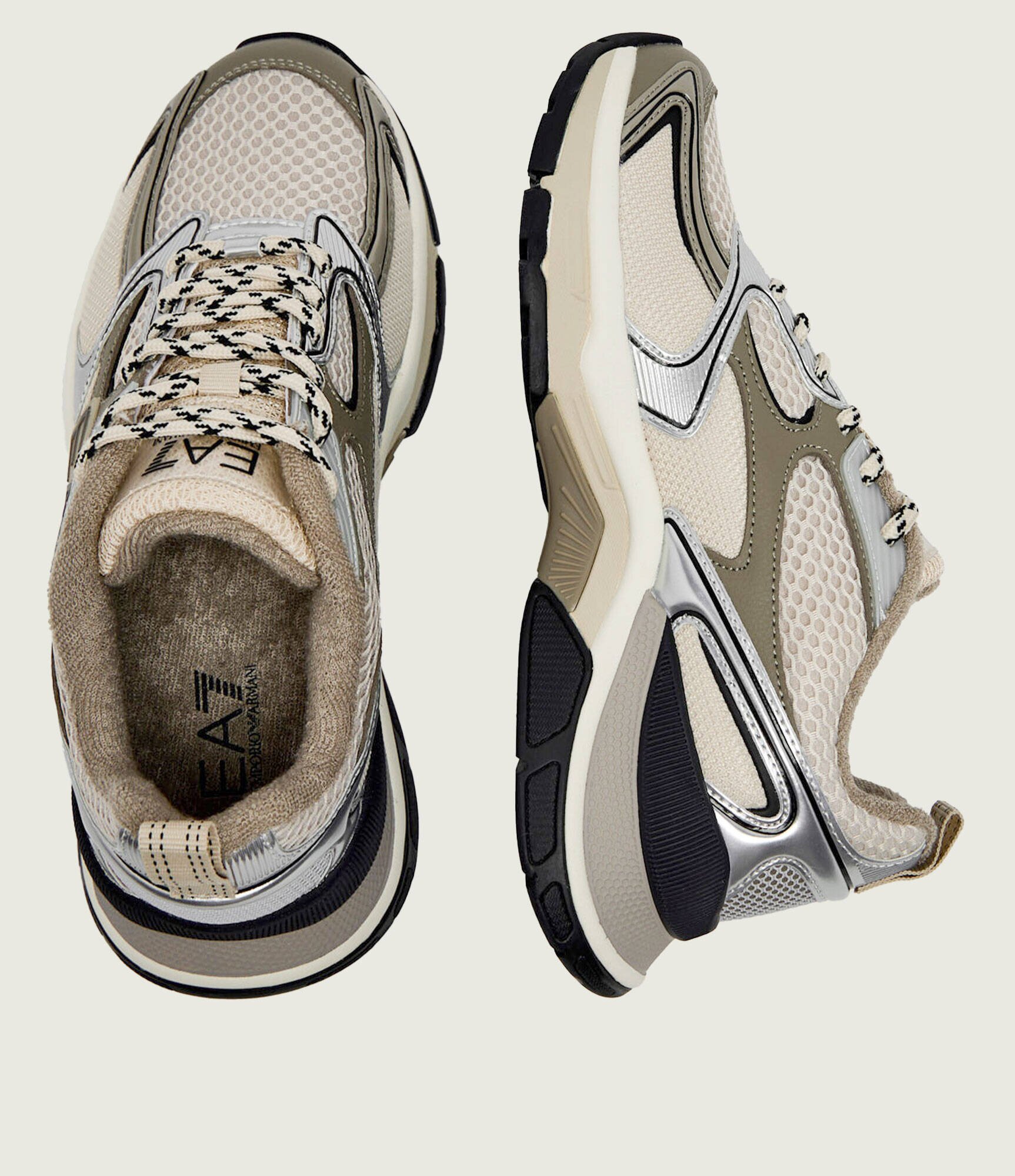 EA7 Sneakers cu adaos de piele