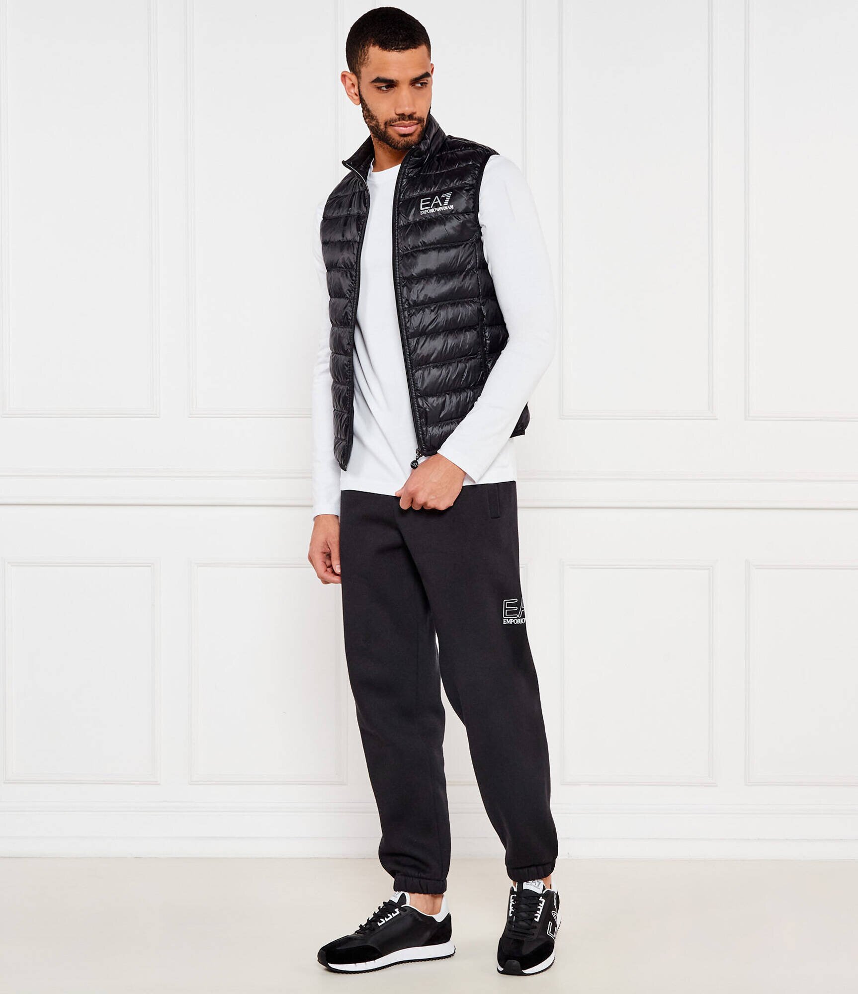 EA7 Sneakers cu adaos de piele