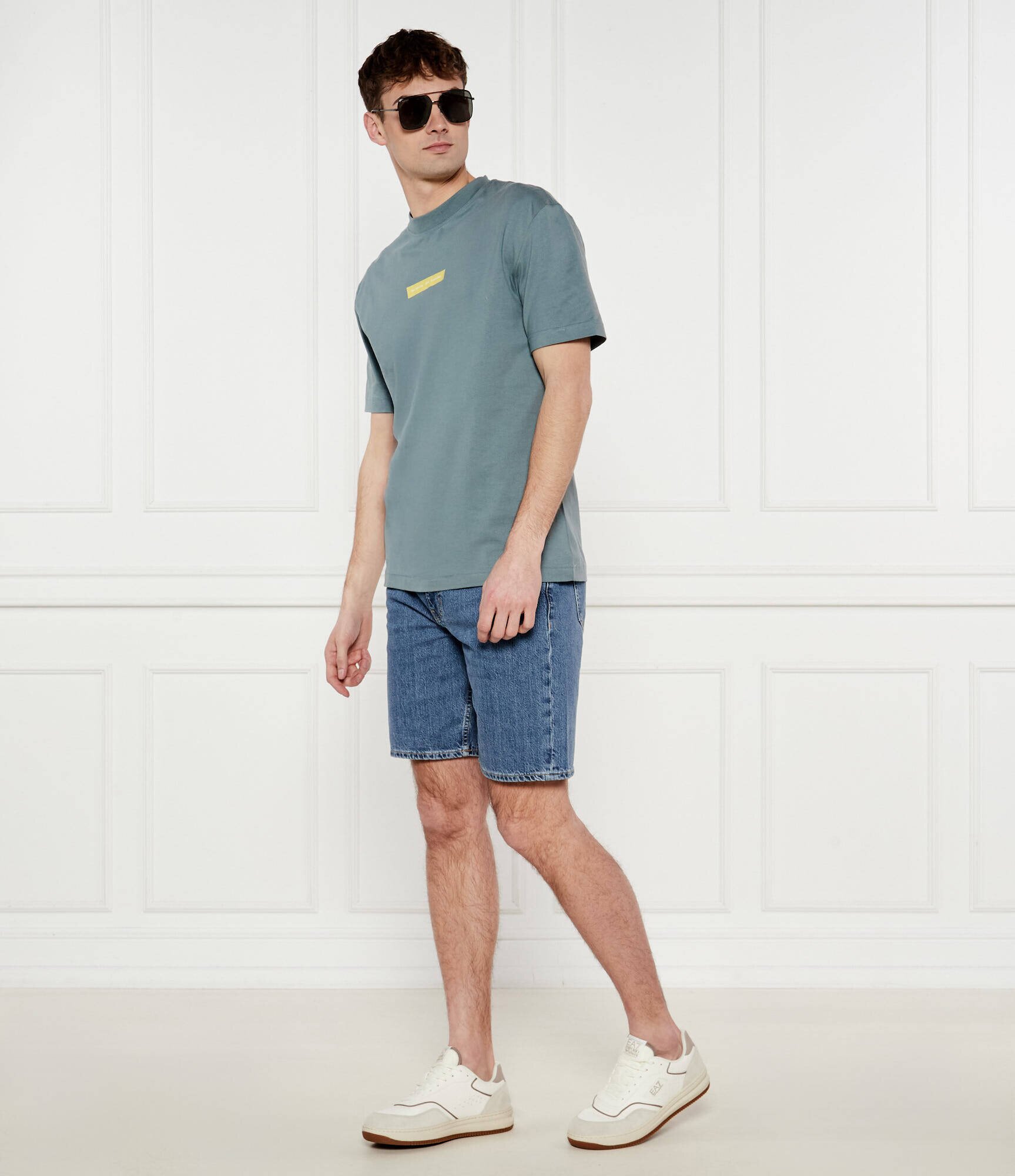 EA7 Sneakers cu adaos de piele