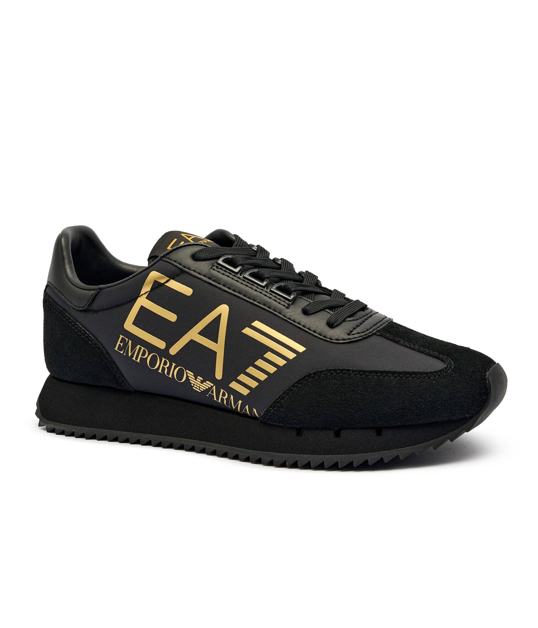 EA7 Sneakers cu adaos de piele