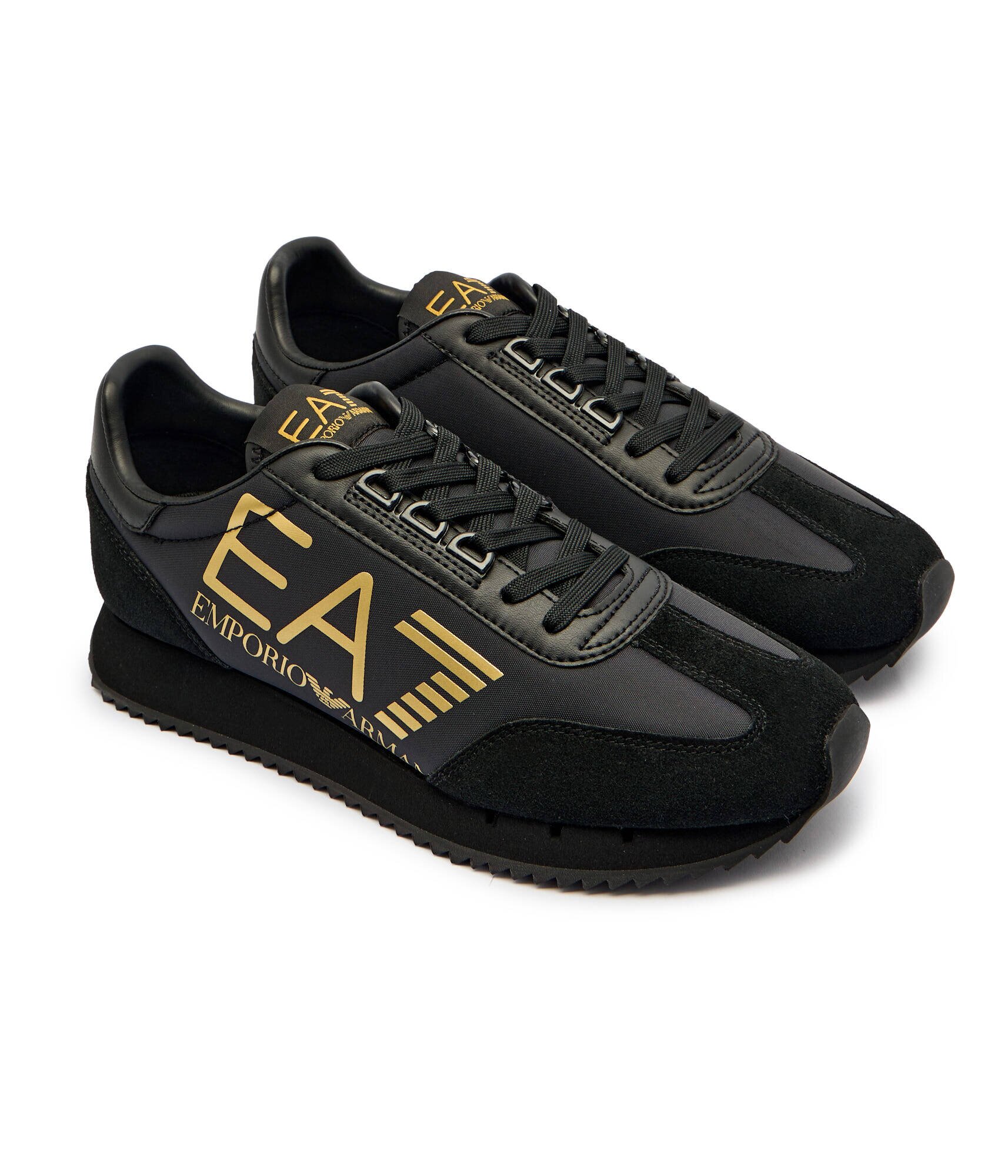 EA7 Sneakers cu adaos de piele