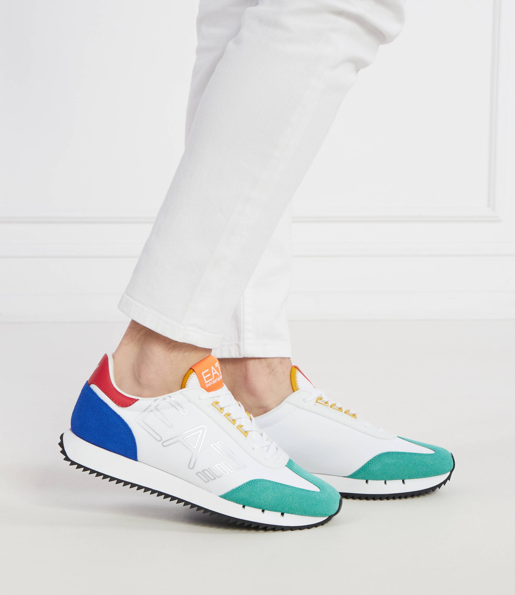 EA7 Sneakers cu adaos de piele