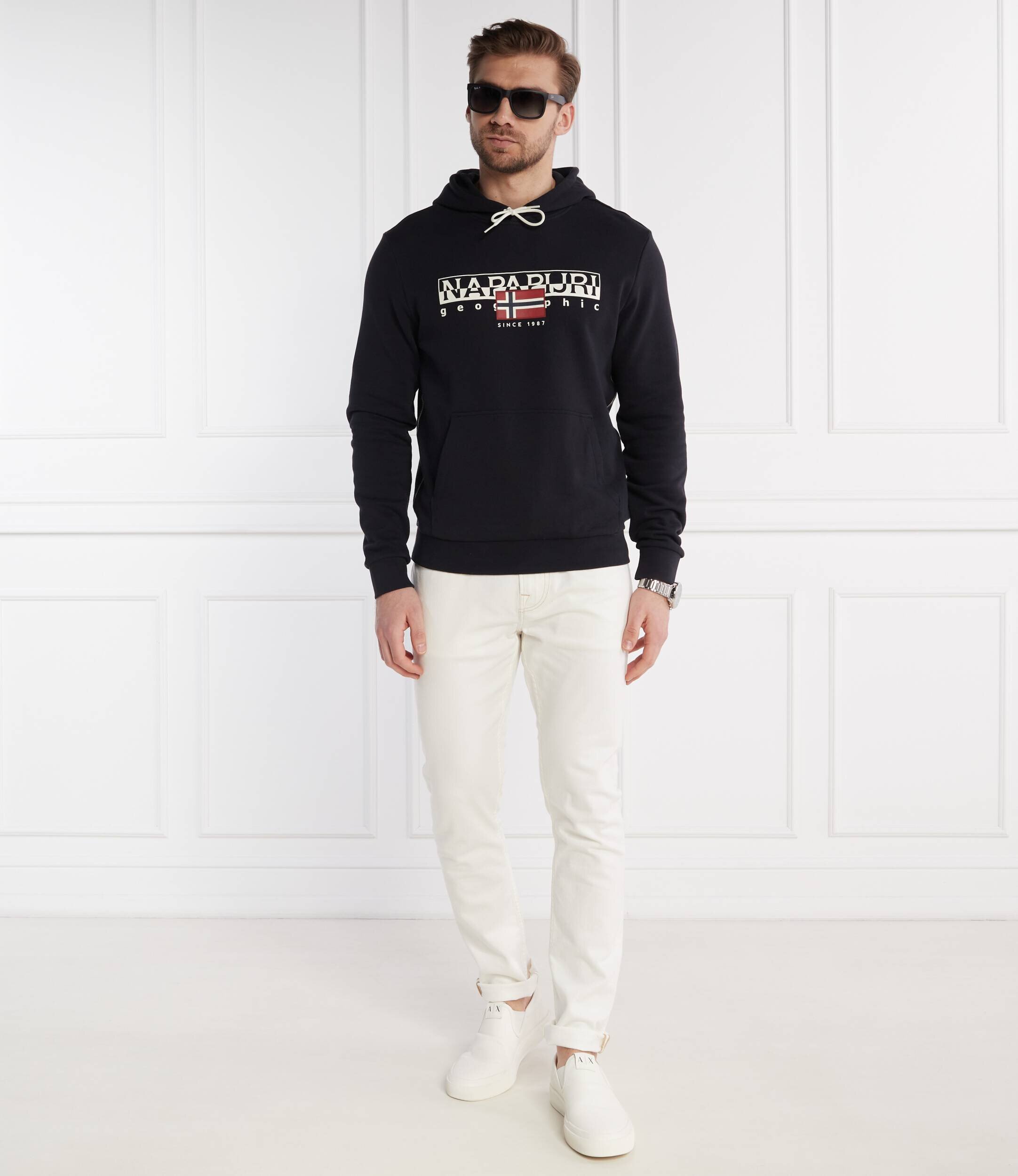 EA7 Sneakers cu adaos de piele