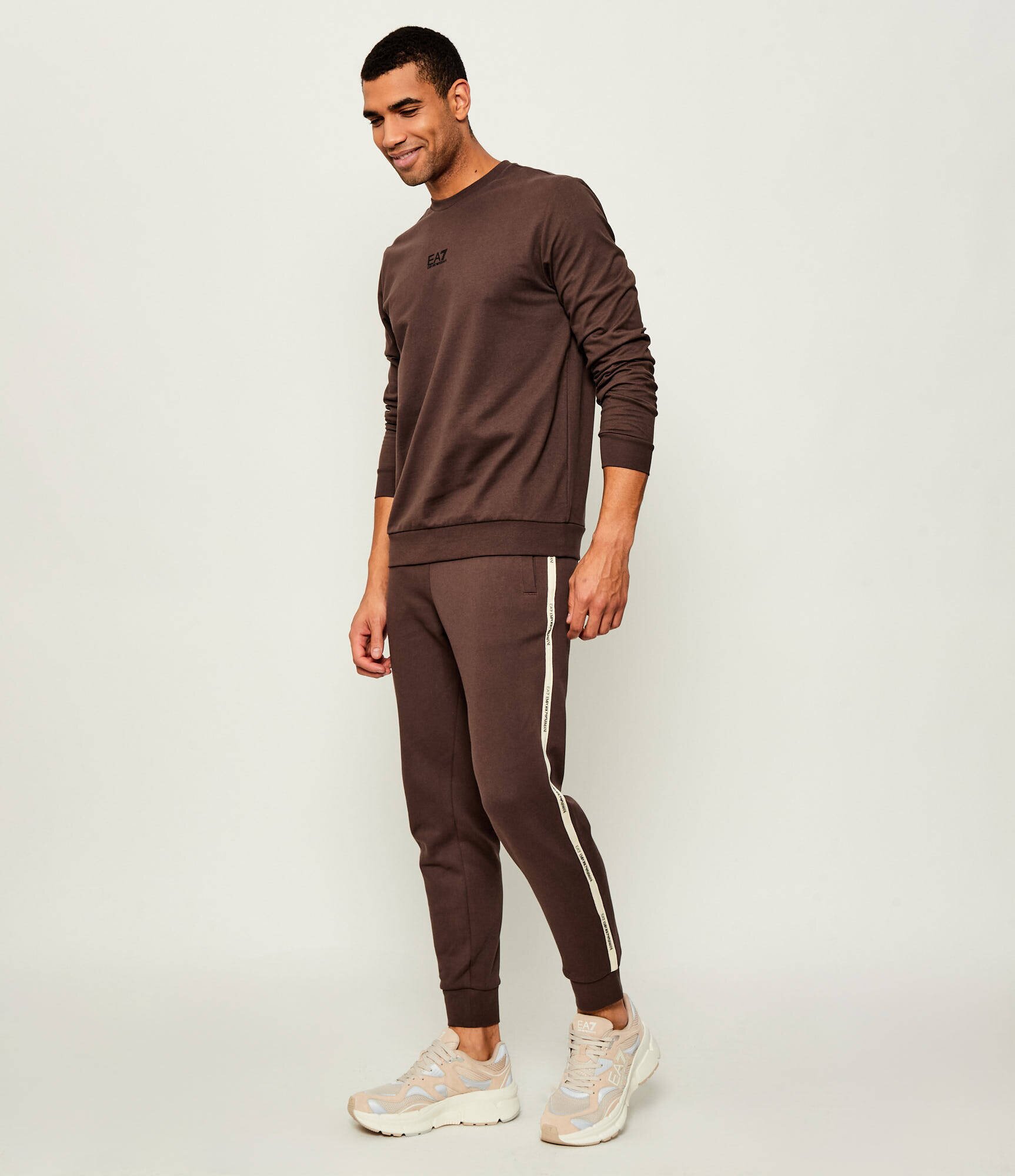 EA7 Sneakers cu adaos de piele