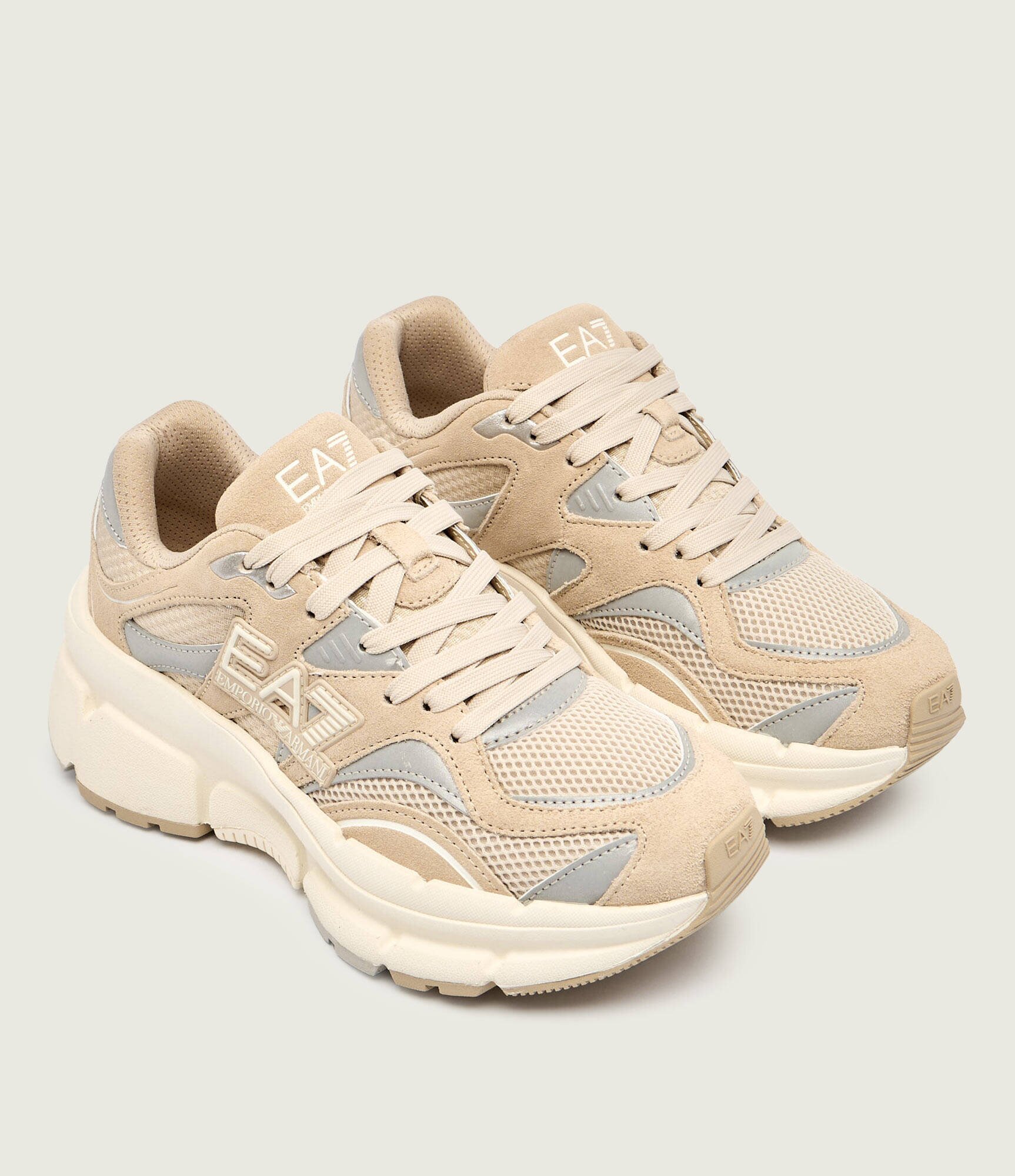EA7 Sneakers cu adaos de piele