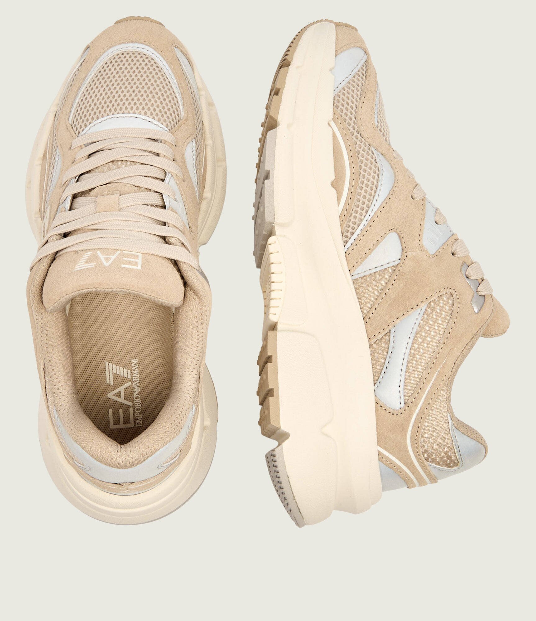 EA7 Sneakers cu adaos de piele