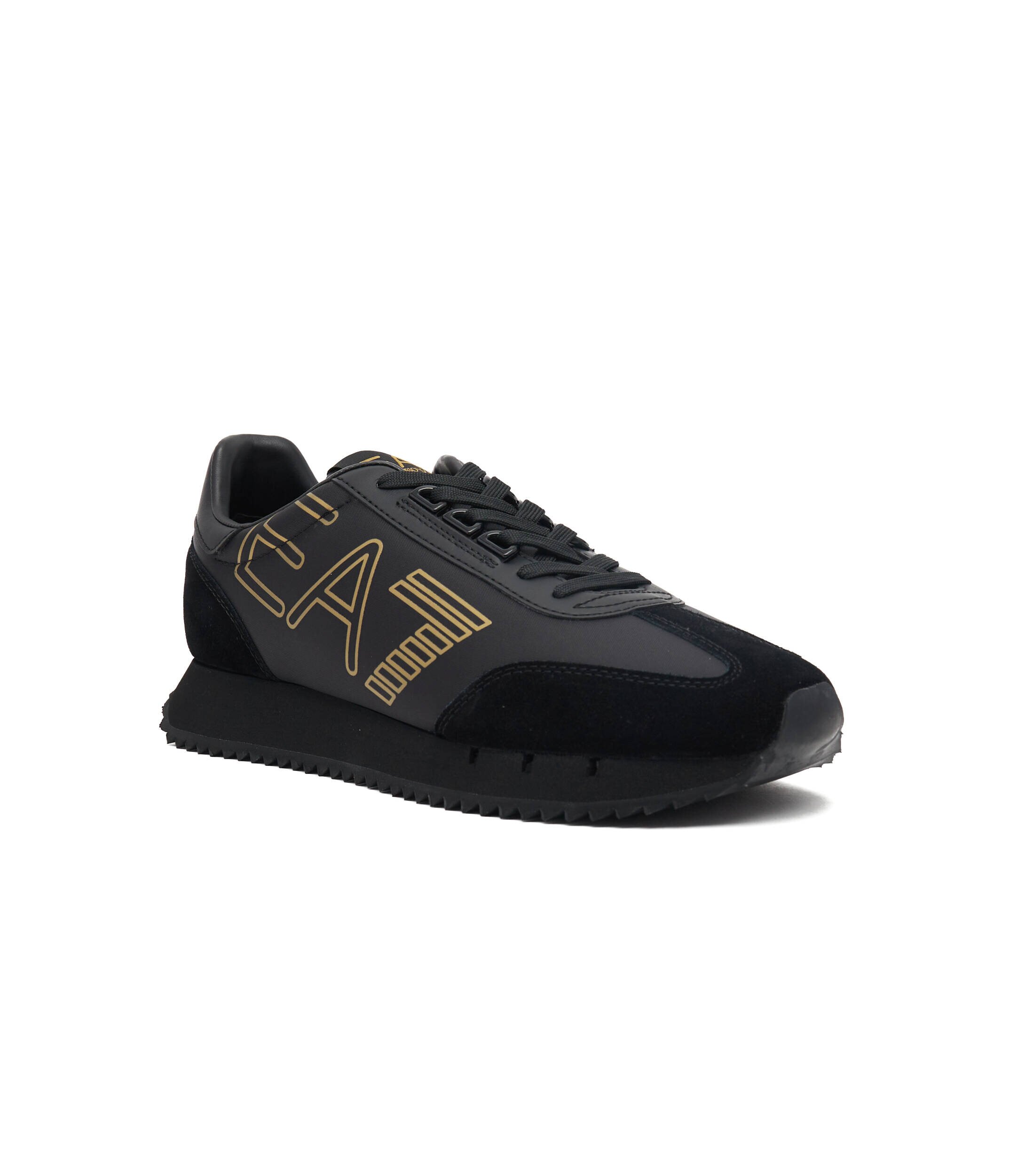 EA7 Sneakers cu adaos de piele