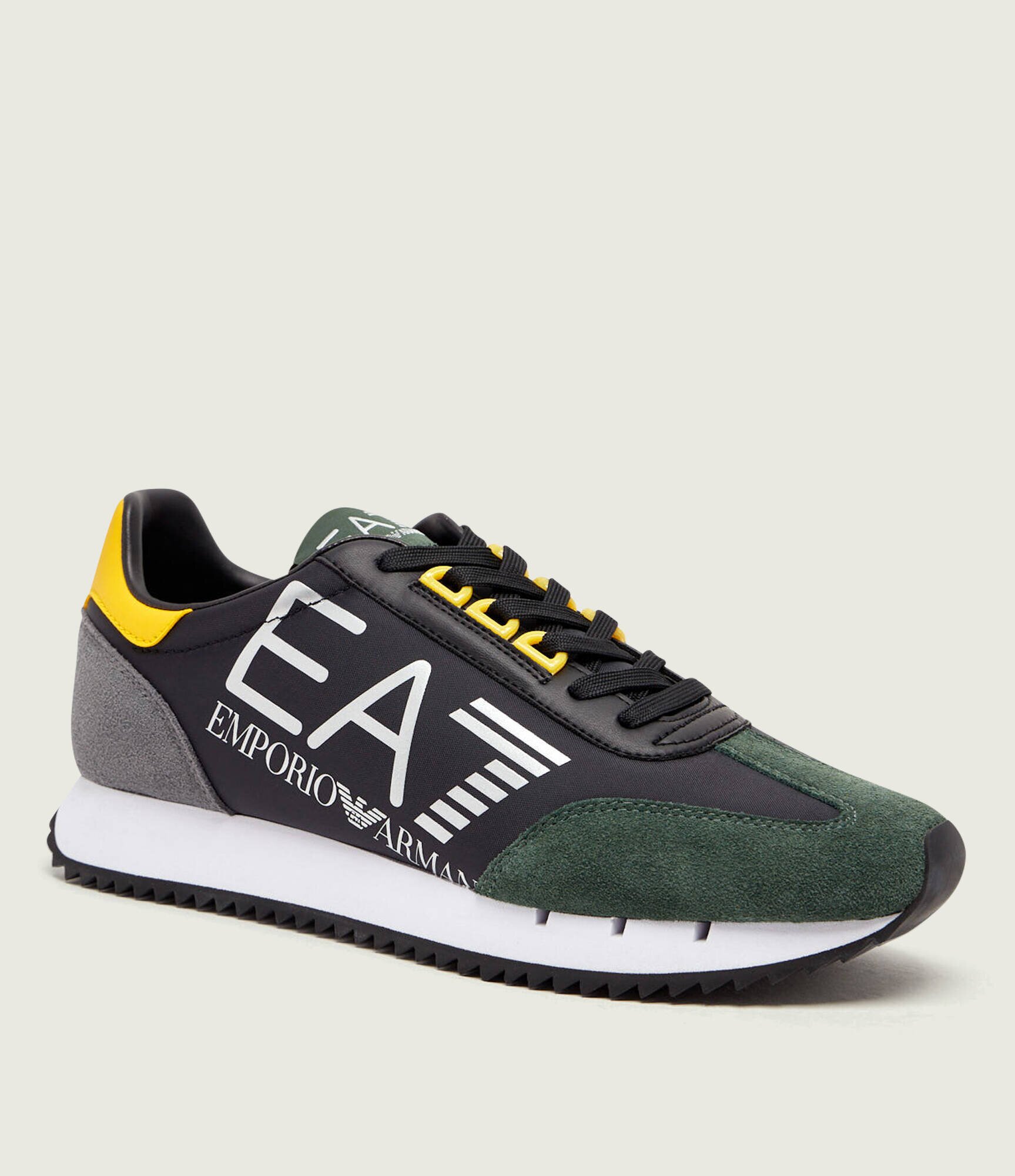 EA7 Sneakers cu adaos de piele
