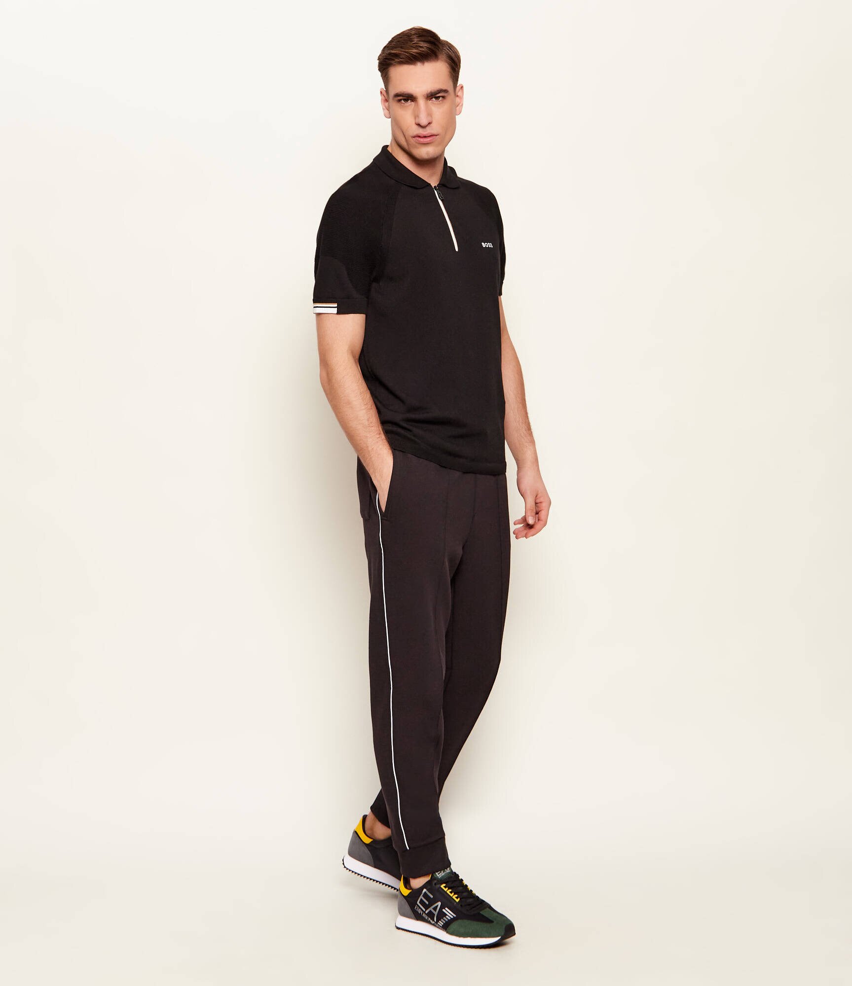 EA7 Sneakers cu adaos de piele