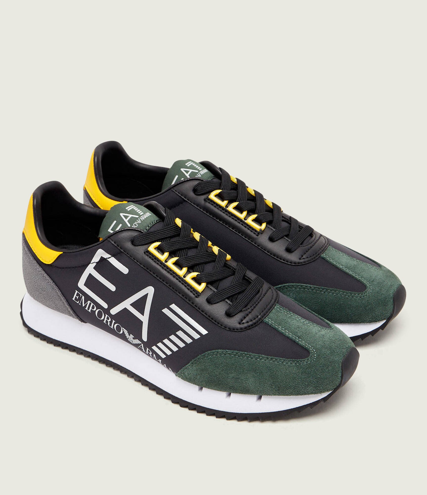 EA7 Sneakers cu adaos de piele