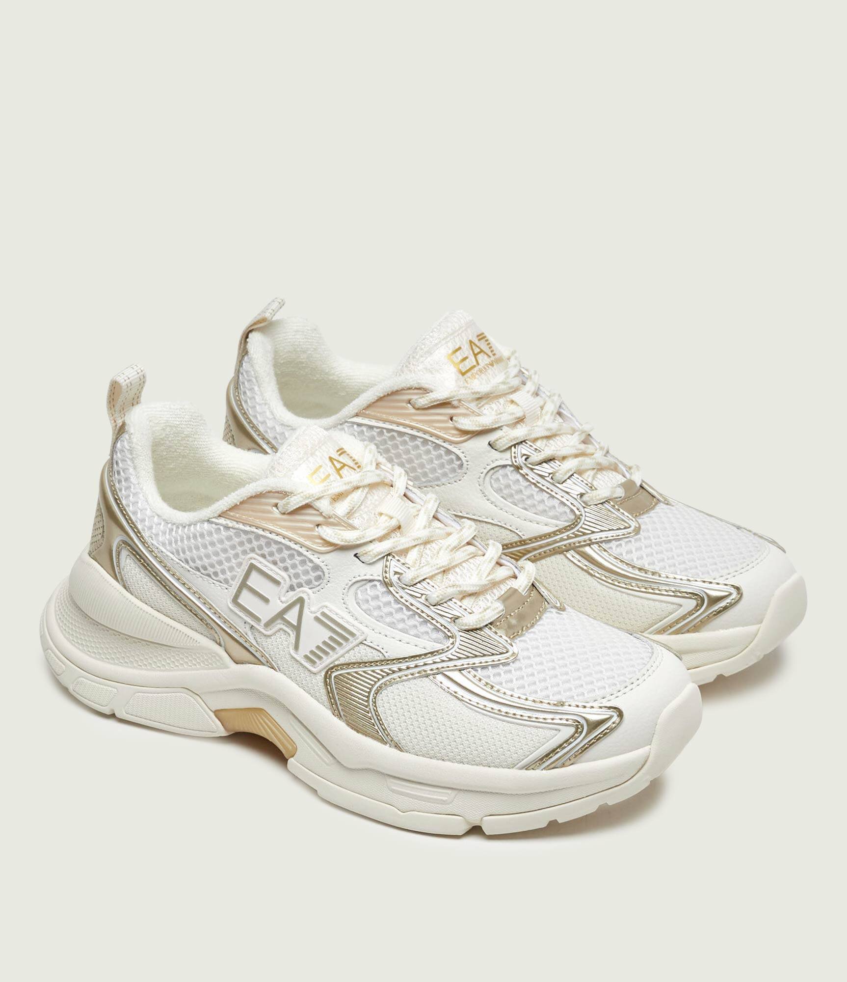 EA7 Sneakers cu adaos de piele