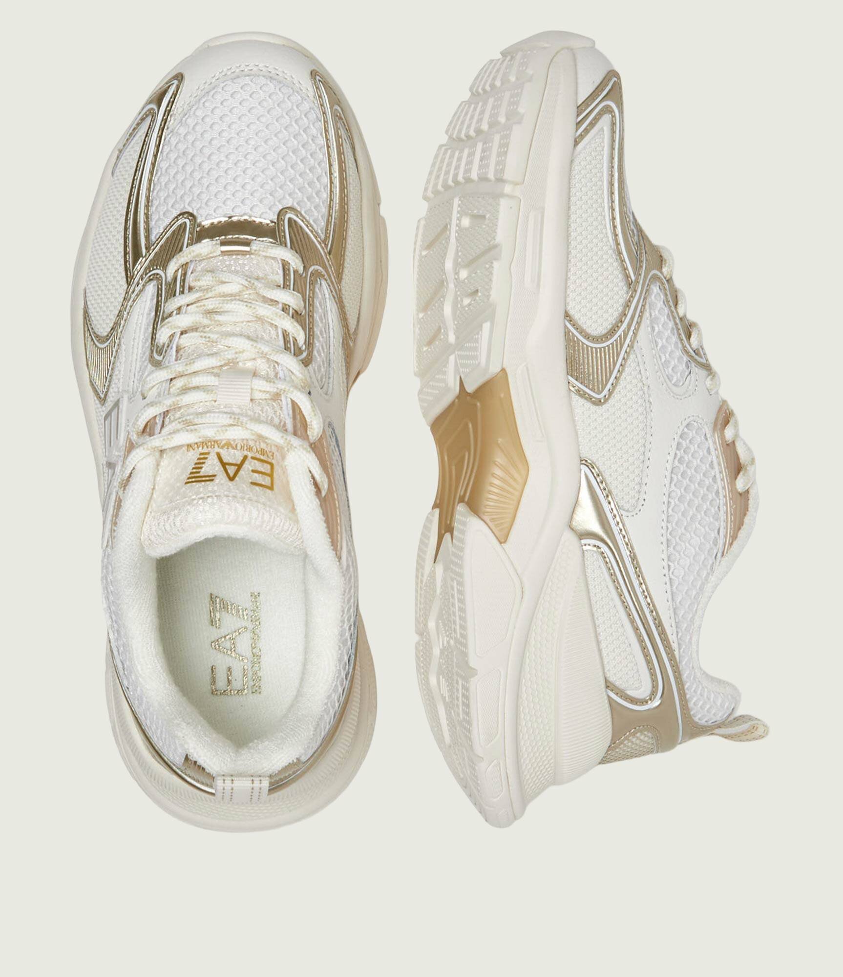 EA7 Sneakers cu adaos de piele