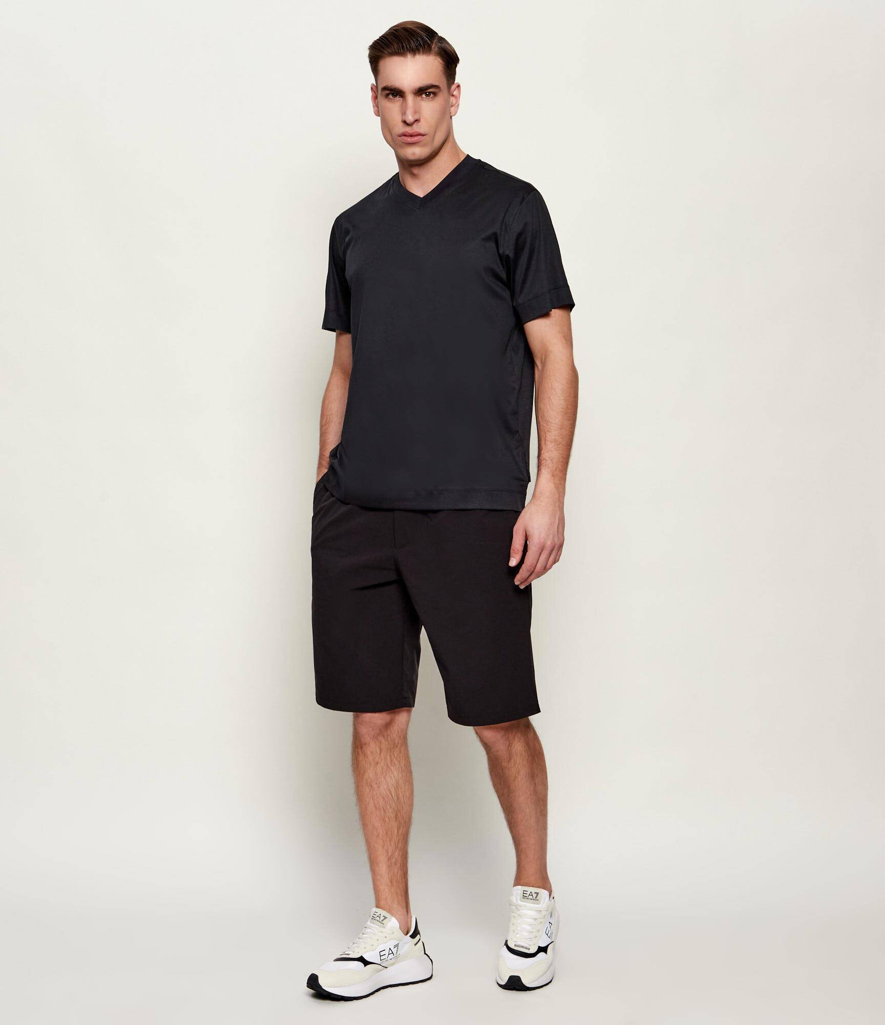 EA7 Sneakers cu adaos de piele