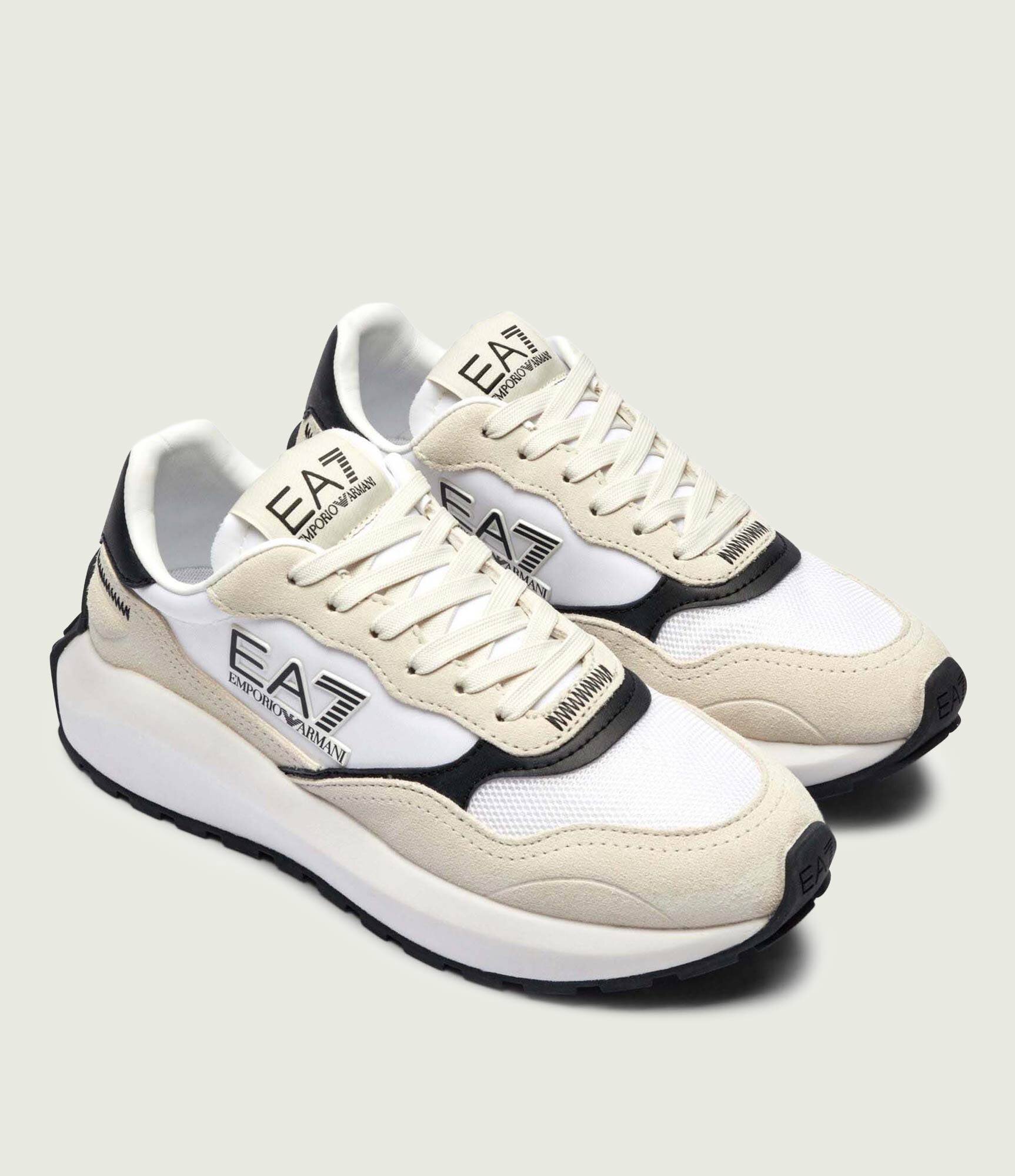 EA7 Sneakers cu adaos de piele