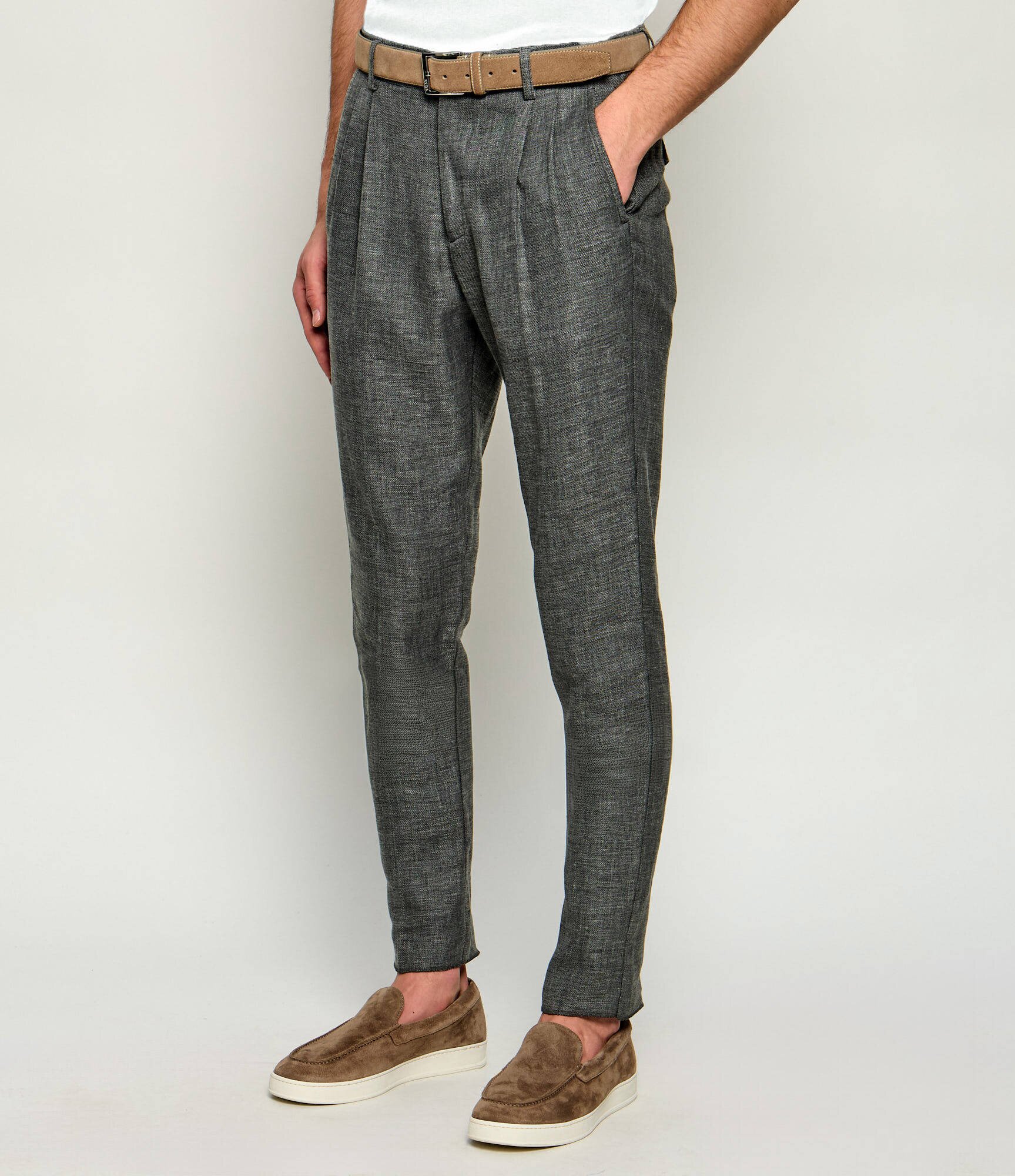 Eleventy Pantaloni | Slim Fit | cu adaos de mătase și lână
