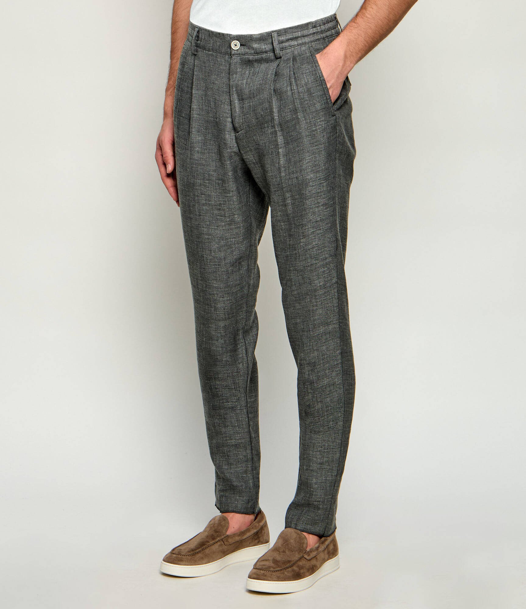 Eleventy Pantaloni | Slim Fit | cu adaos de mătase și lână