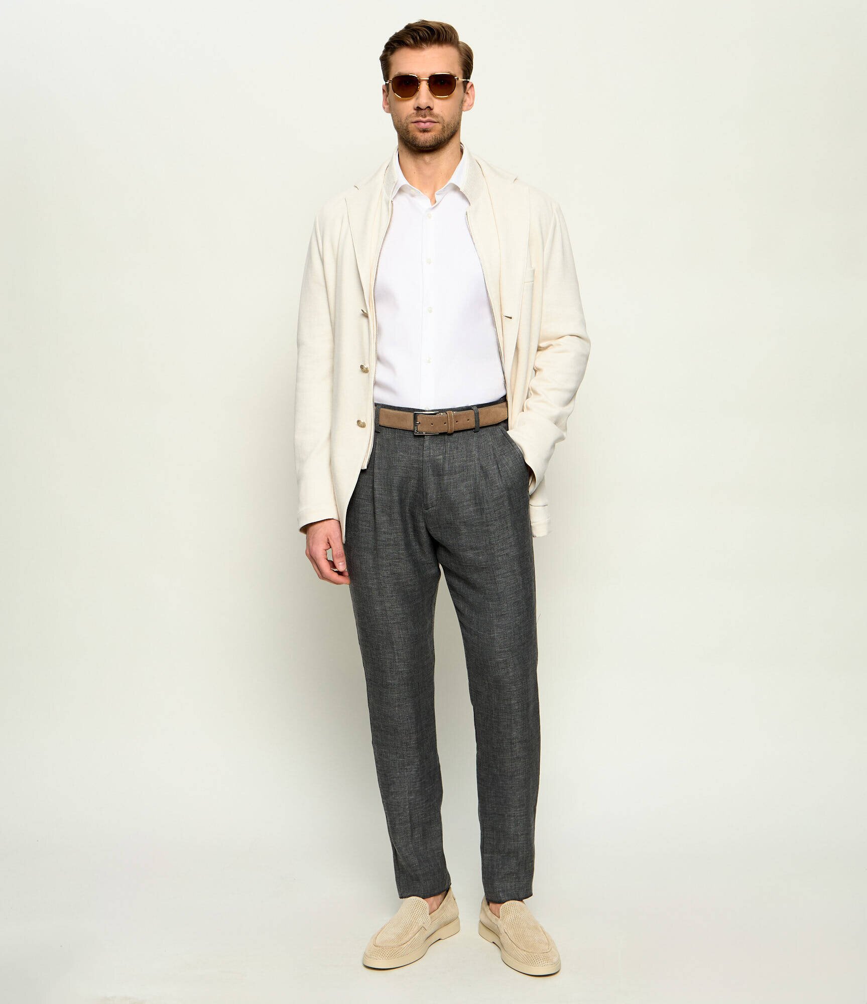 Eleventy Sacou 2 în 1 | Slim Fit | cu adaos de in