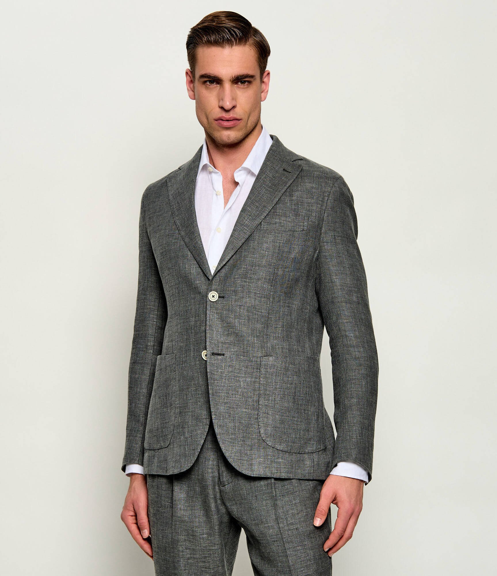 Eleventy Sacou | Slim Fit | cu adaos de mătase și lână