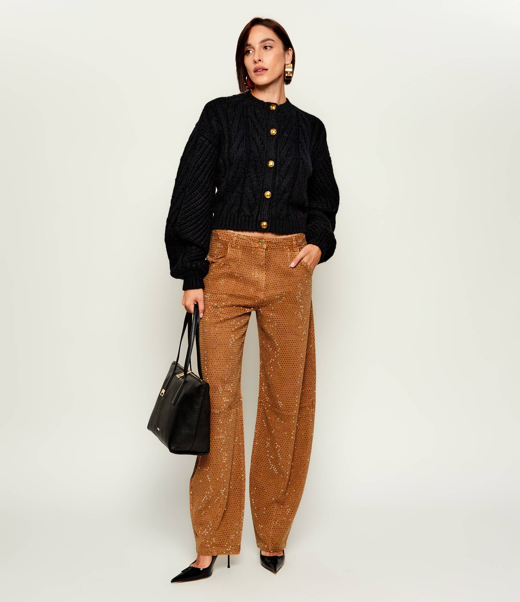 Elisabetta Franchi Cardigan | Loose fit cu adaos de lână
