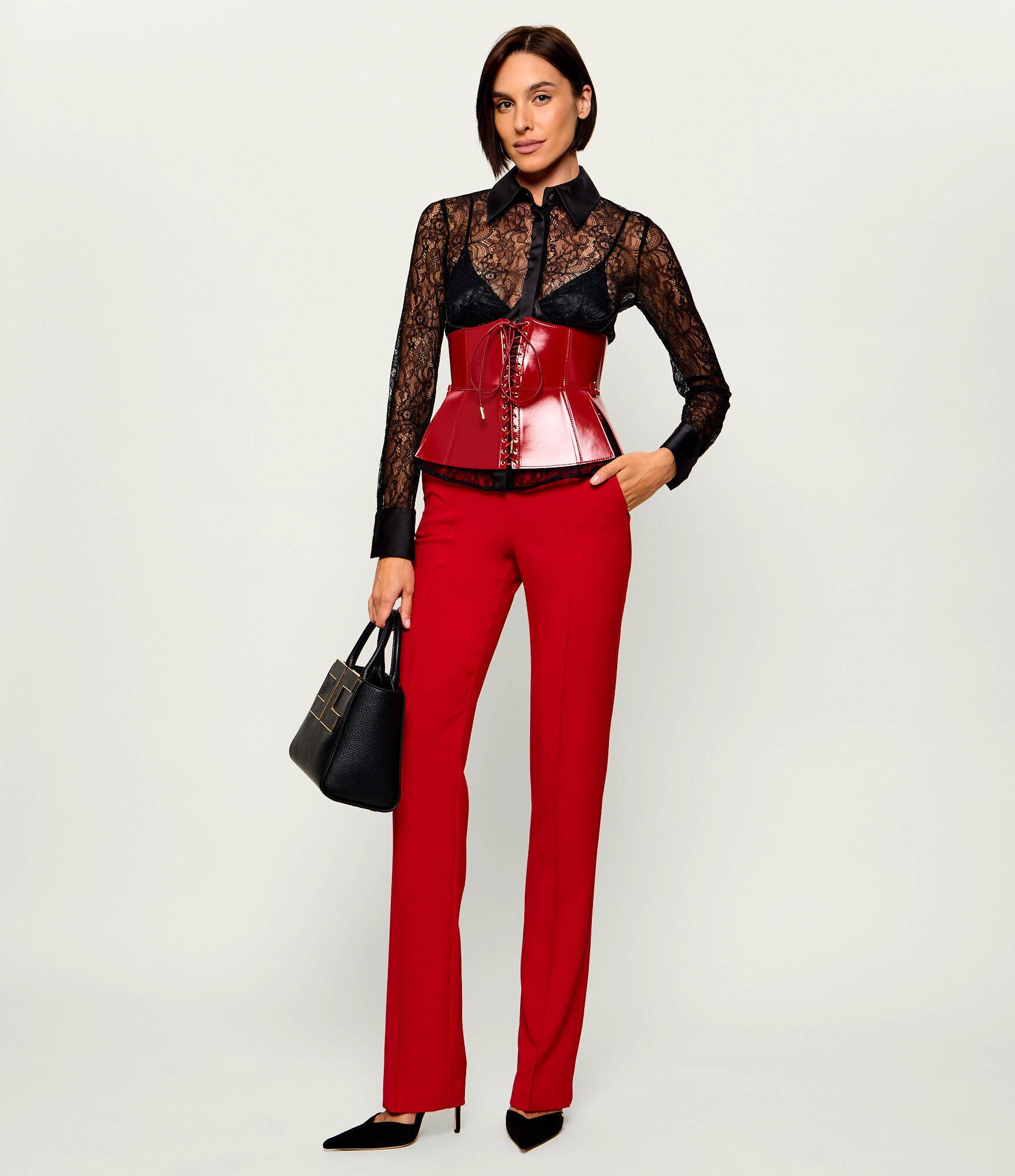 Elisabetta Franchi De dantelă cămașă | Slim Fit