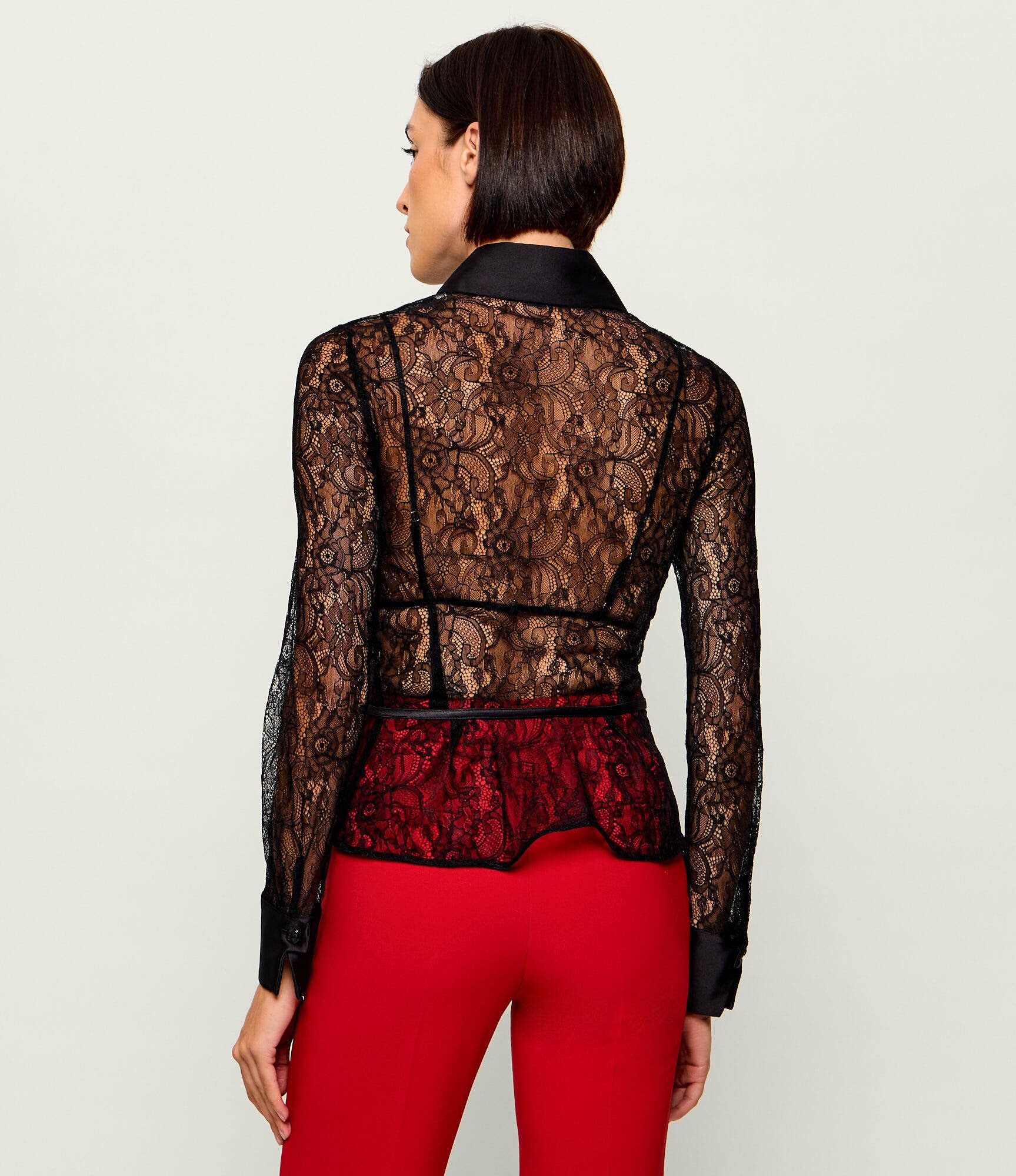Elisabetta Franchi De dantelă cămașă | Slim Fit