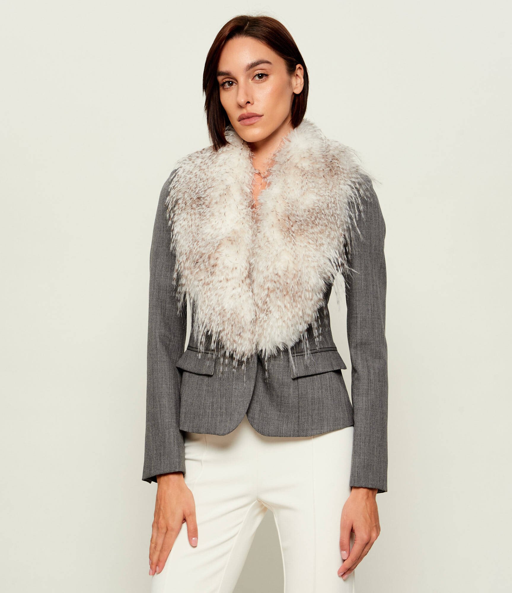 Elisabetta Franchi De lână sacou 2 în 1 | Slim Fit | shearling