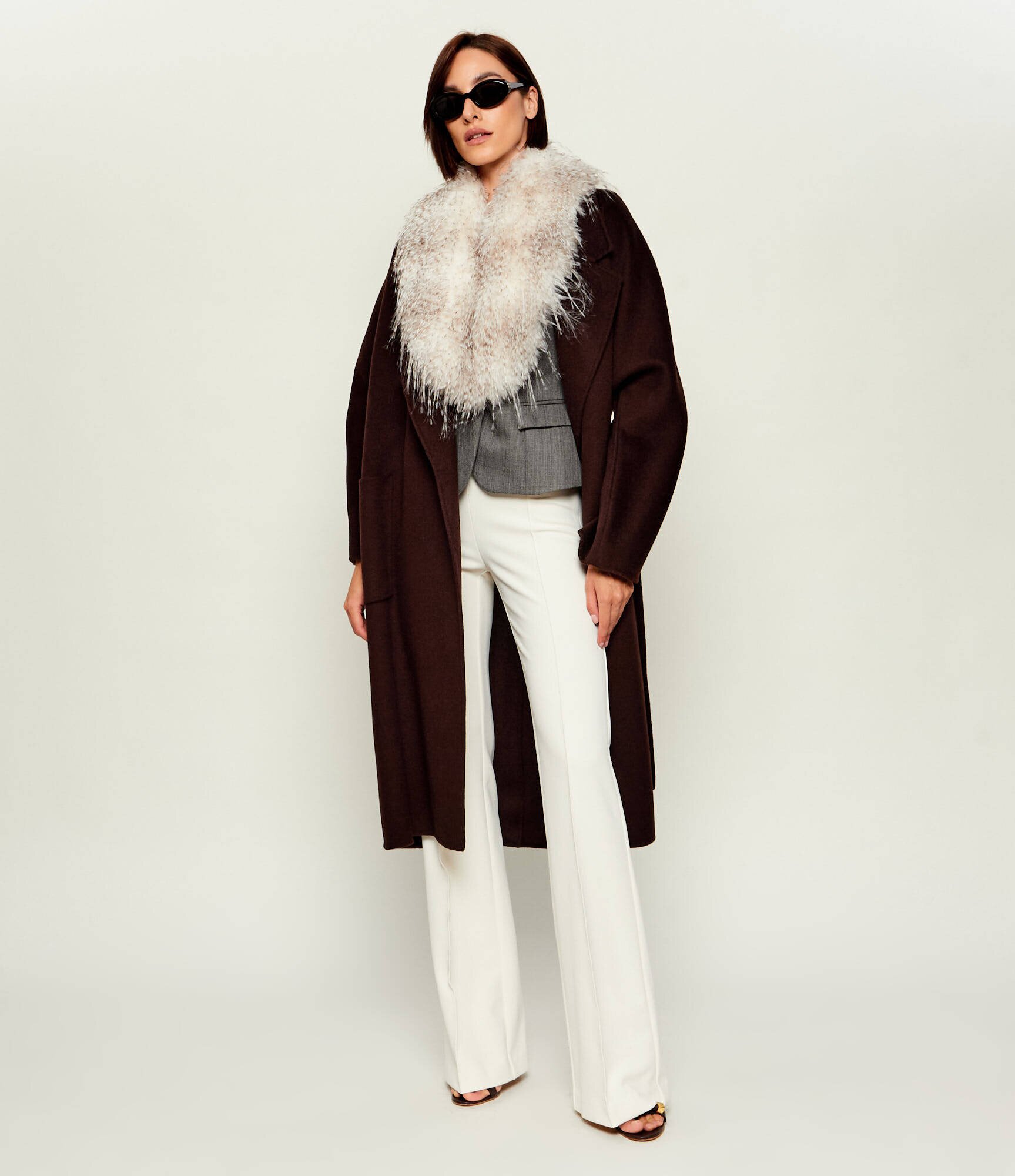 Elisabetta Franchi De lână sacou 2 în 1 | Slim Fit | shearling