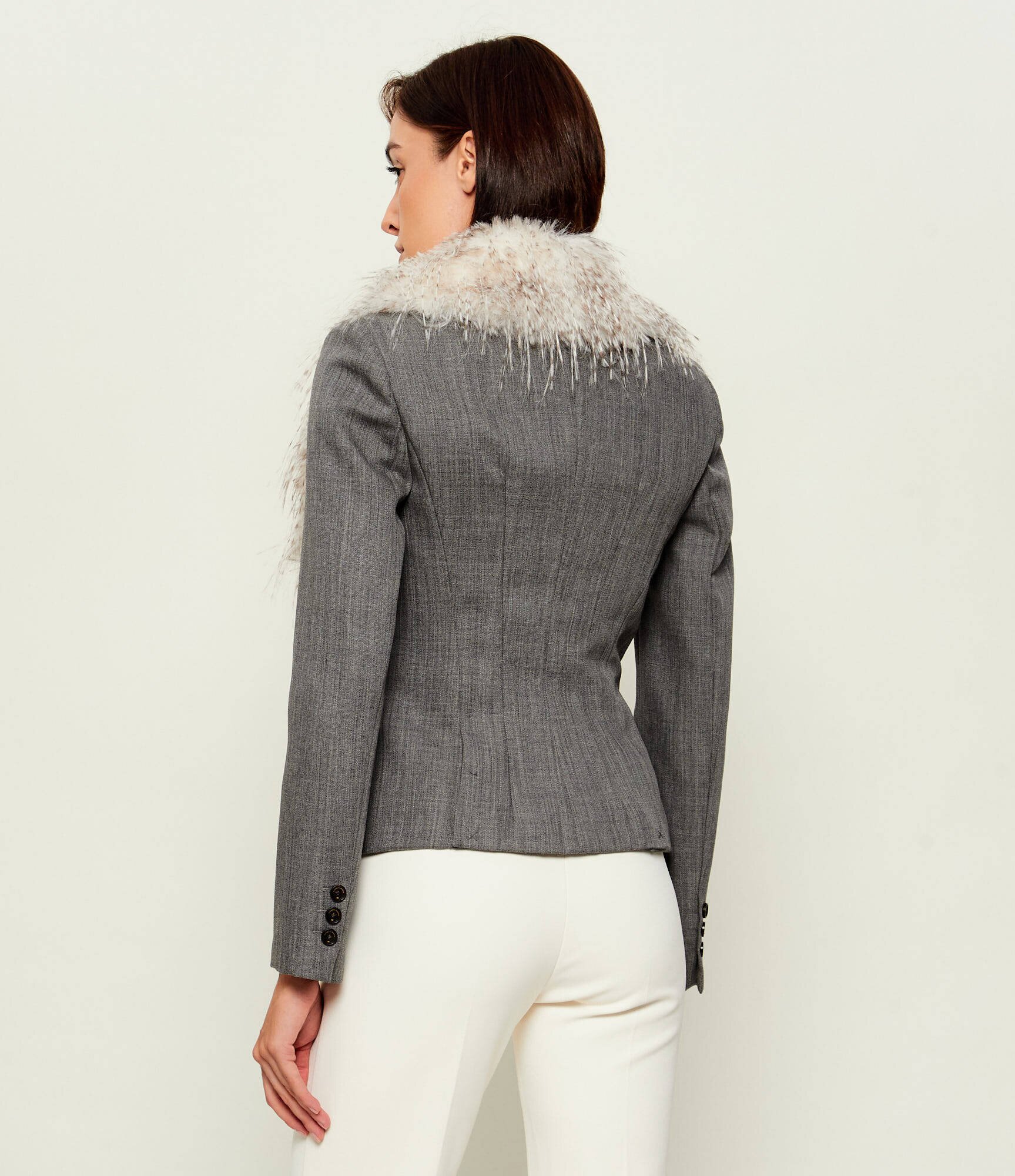 Elisabetta Franchi De lână sacou 2 în 1 | Slim Fit | shearling