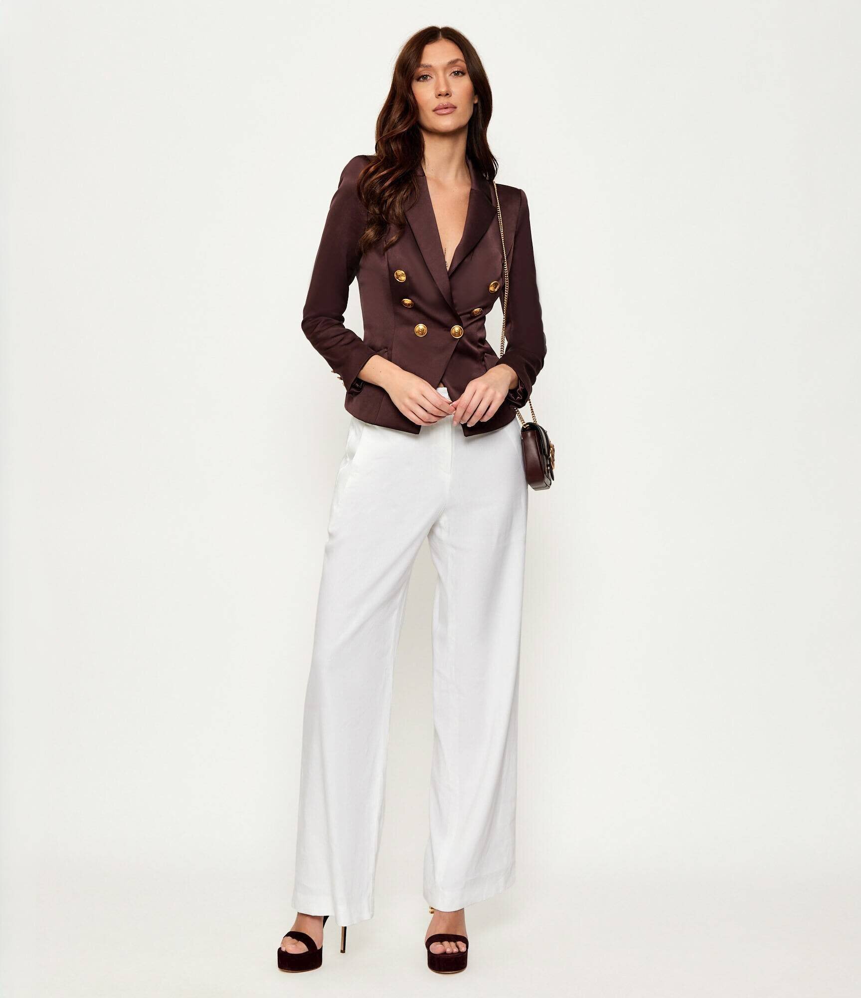 Elisabetta Franchi De satin jachetă | Slim Fit