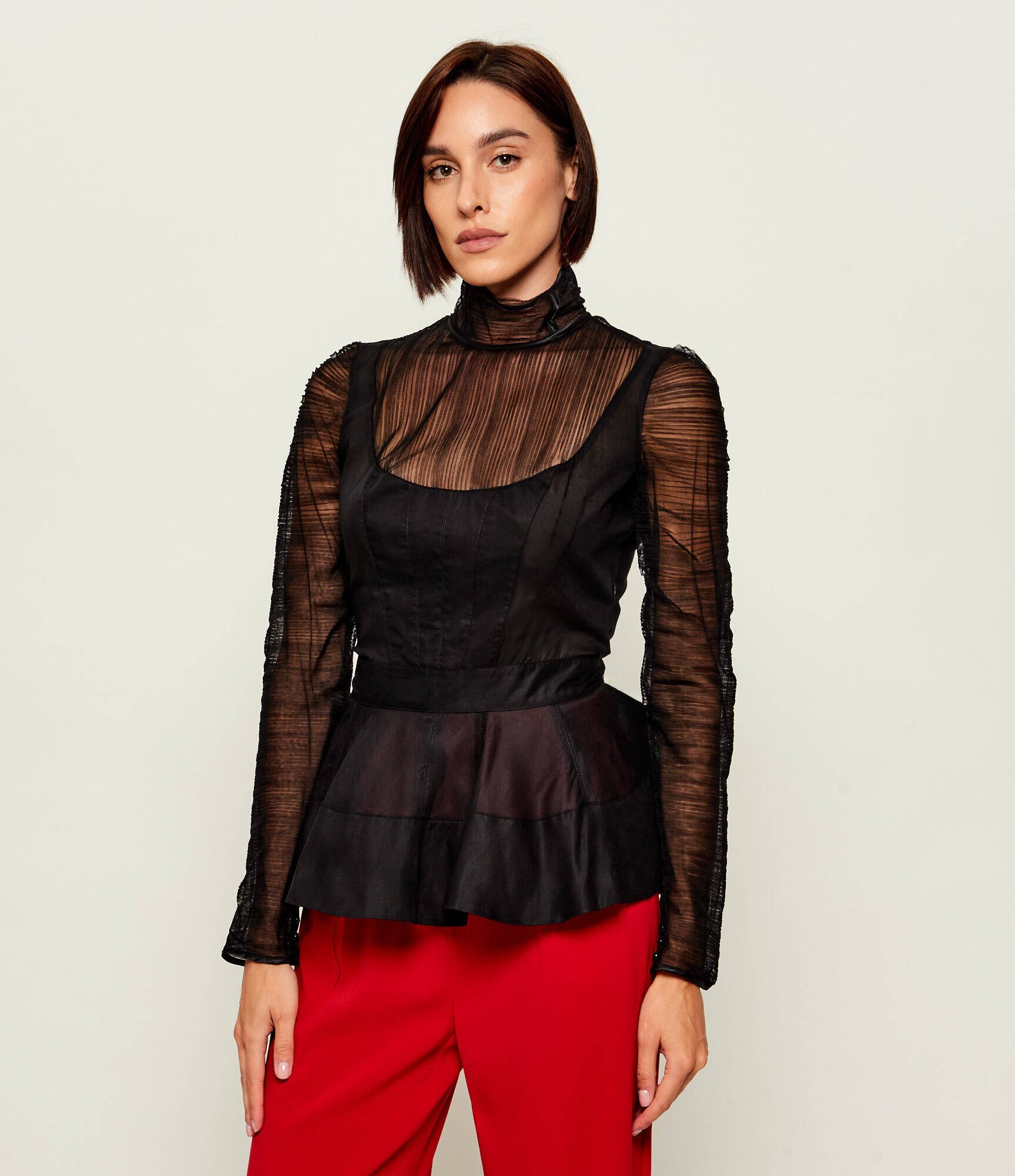 Elisabetta Franchi De tul bluză | Slim Fit