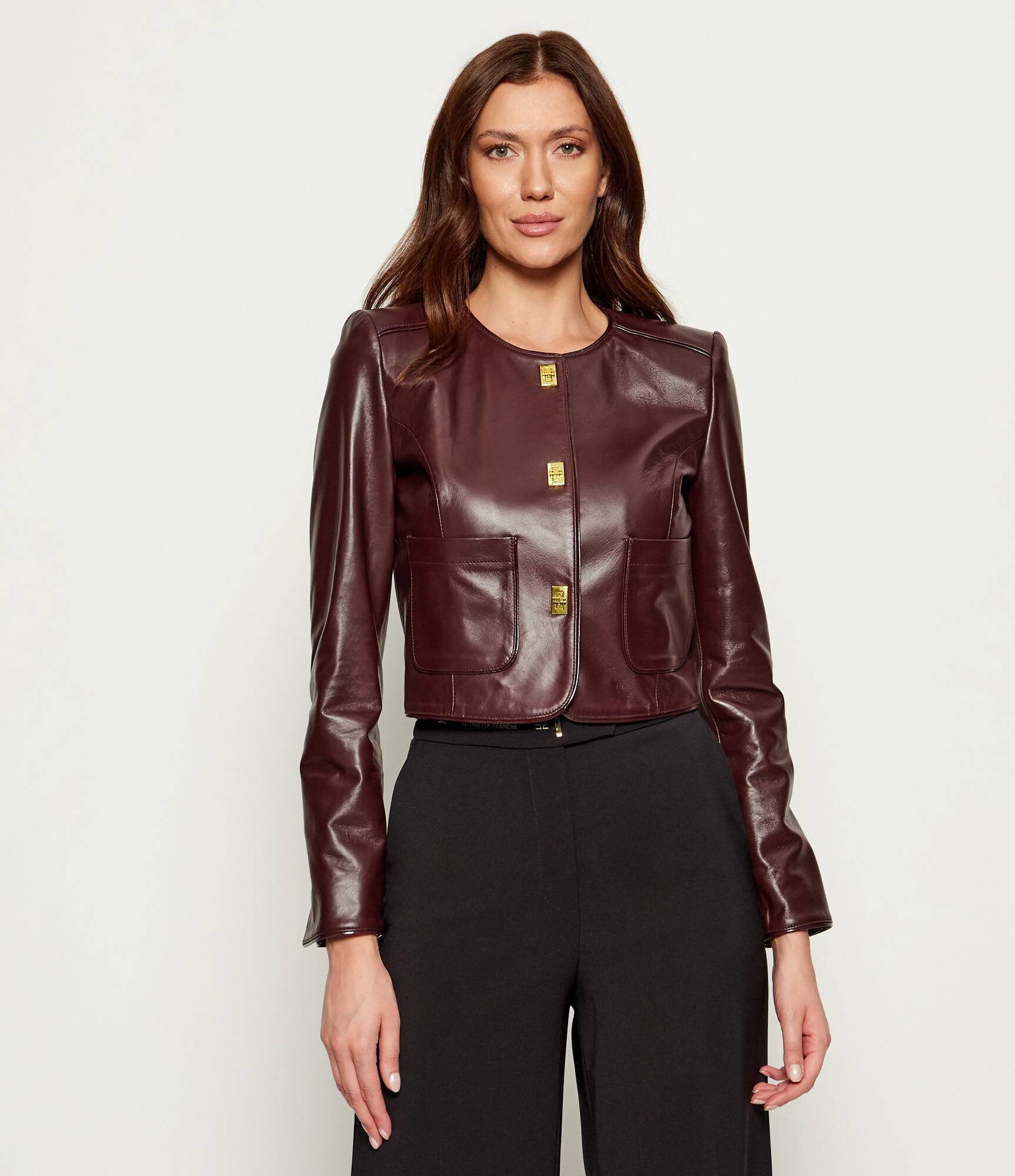 Elisabetta Franchi Geacă de piele | Cropped Fit