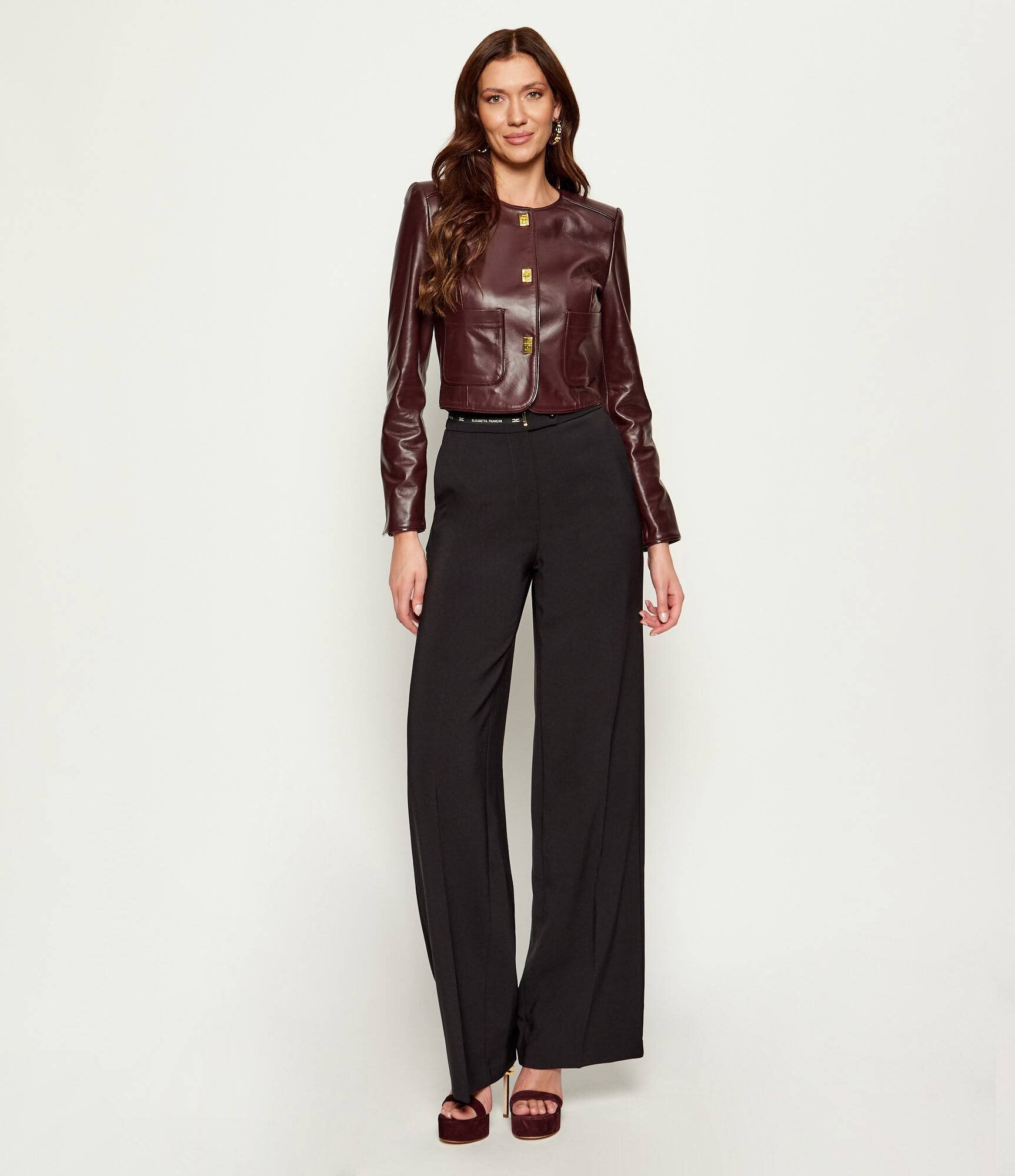 Elisabetta Franchi Geacă de piele | Cropped Fit