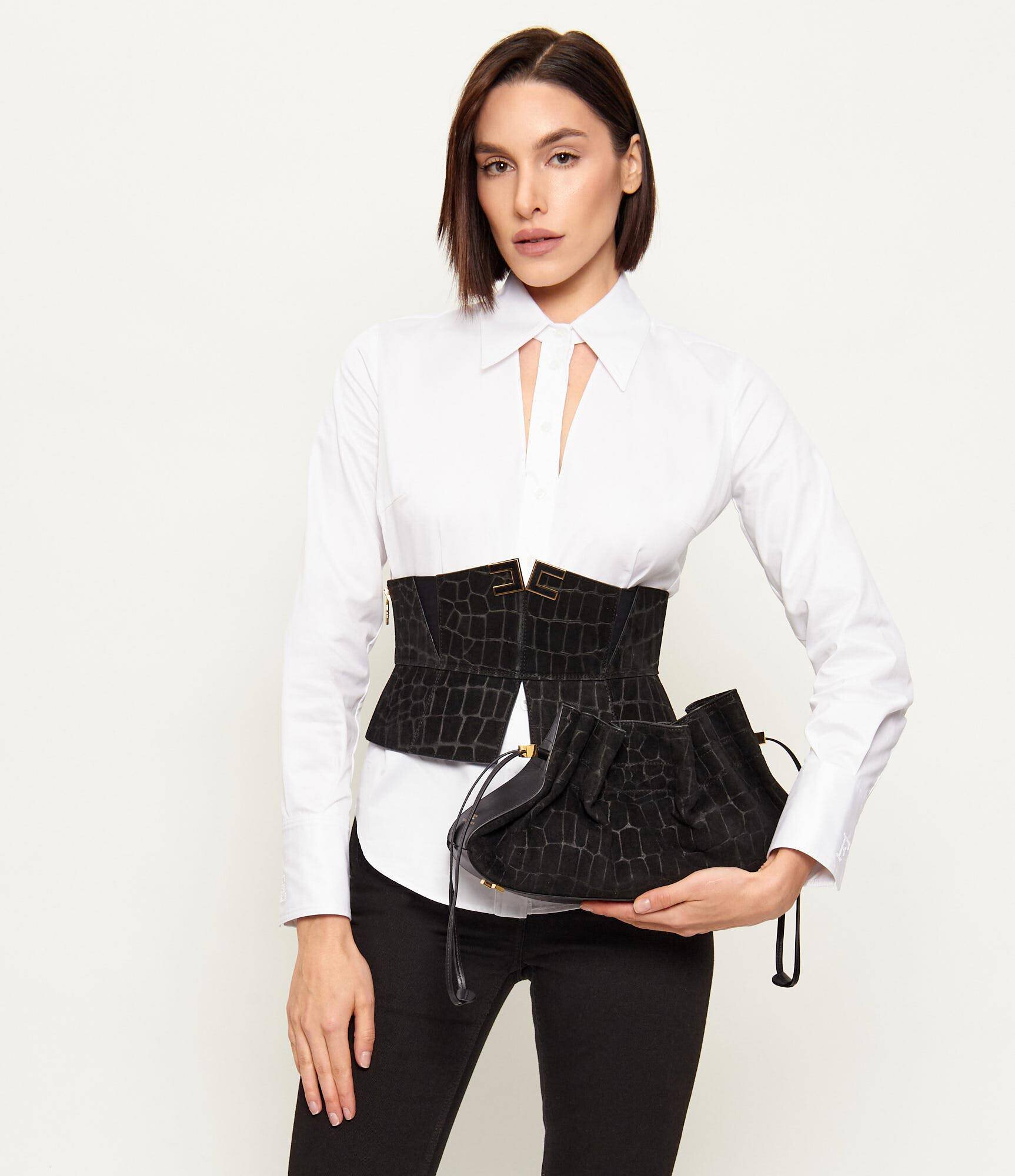 Elisabetta Franchi Geantă tip sac + borsetă | piele întoarsă