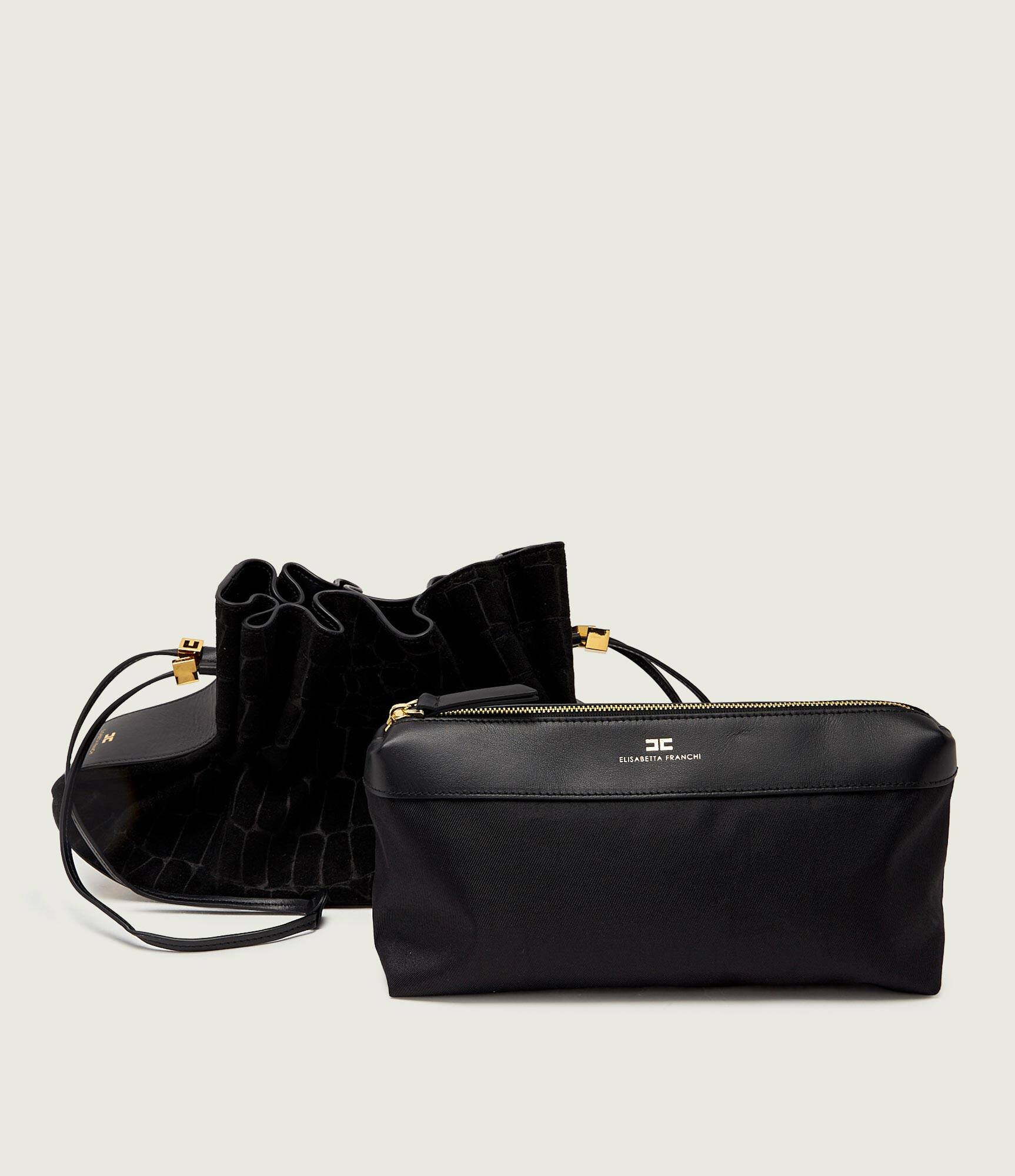 Elisabetta Franchi Geantă tip sac + borsetă | piele întoarsă