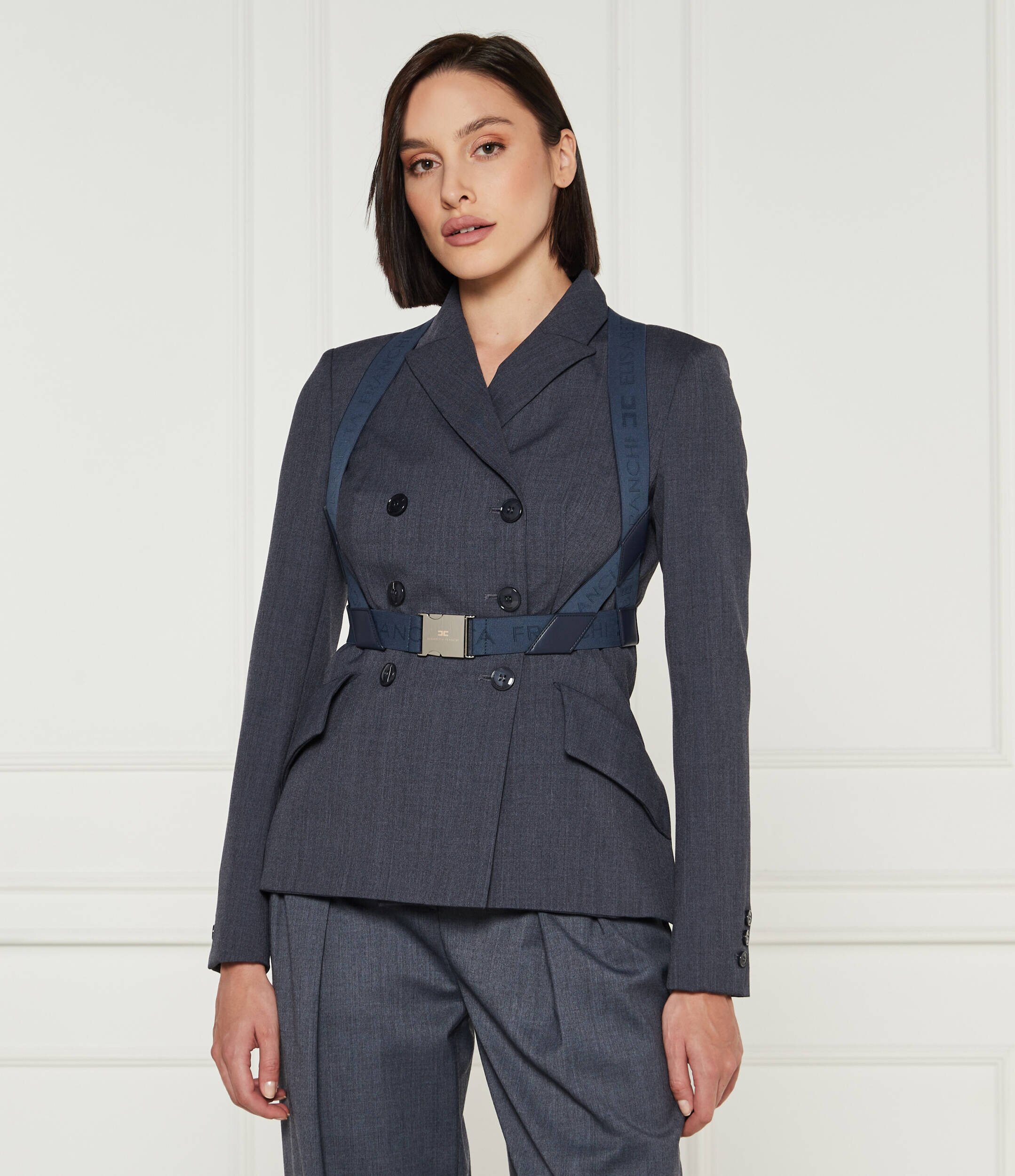 Elisabetta Franchi Jachetă | Slim Fit cu adaos de lână