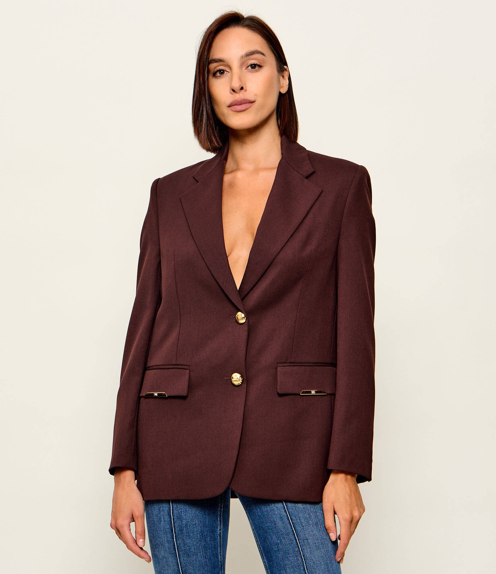 Elisabetta Franchi Sacou | Oversize fit cu adaos de lână