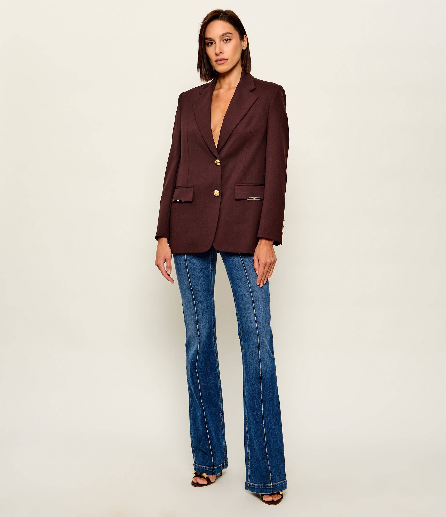 Elisabetta Franchi Sacou | Oversize fit cu adaos de lână