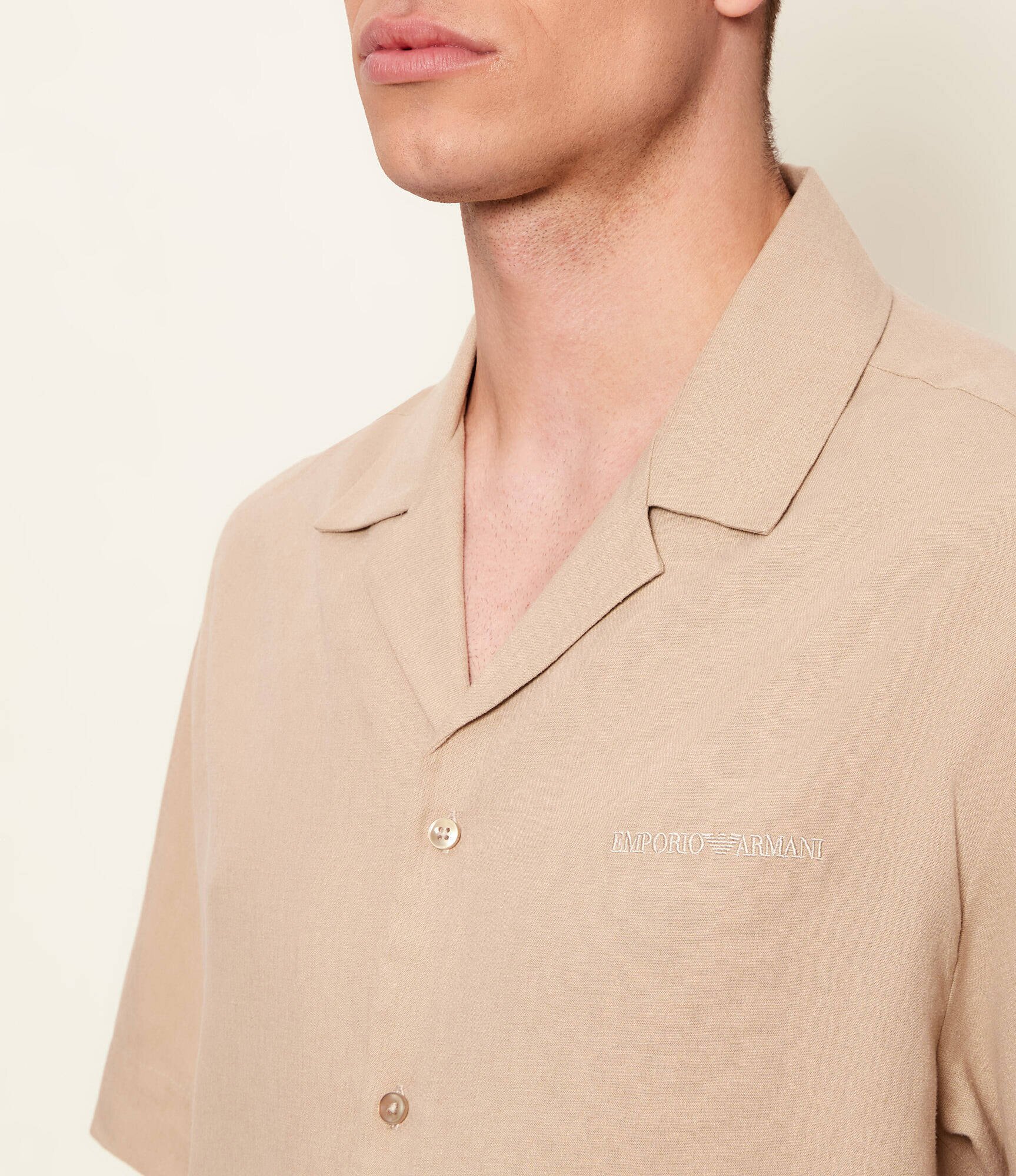Emporio Armani Cămașă | Relaxed fit | cu adaos de in