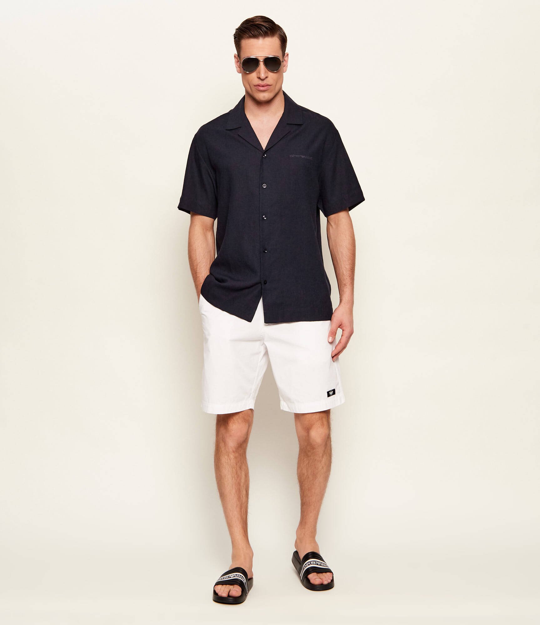 Emporio Armani Cămașă | Relaxed fit | cu adaos de in