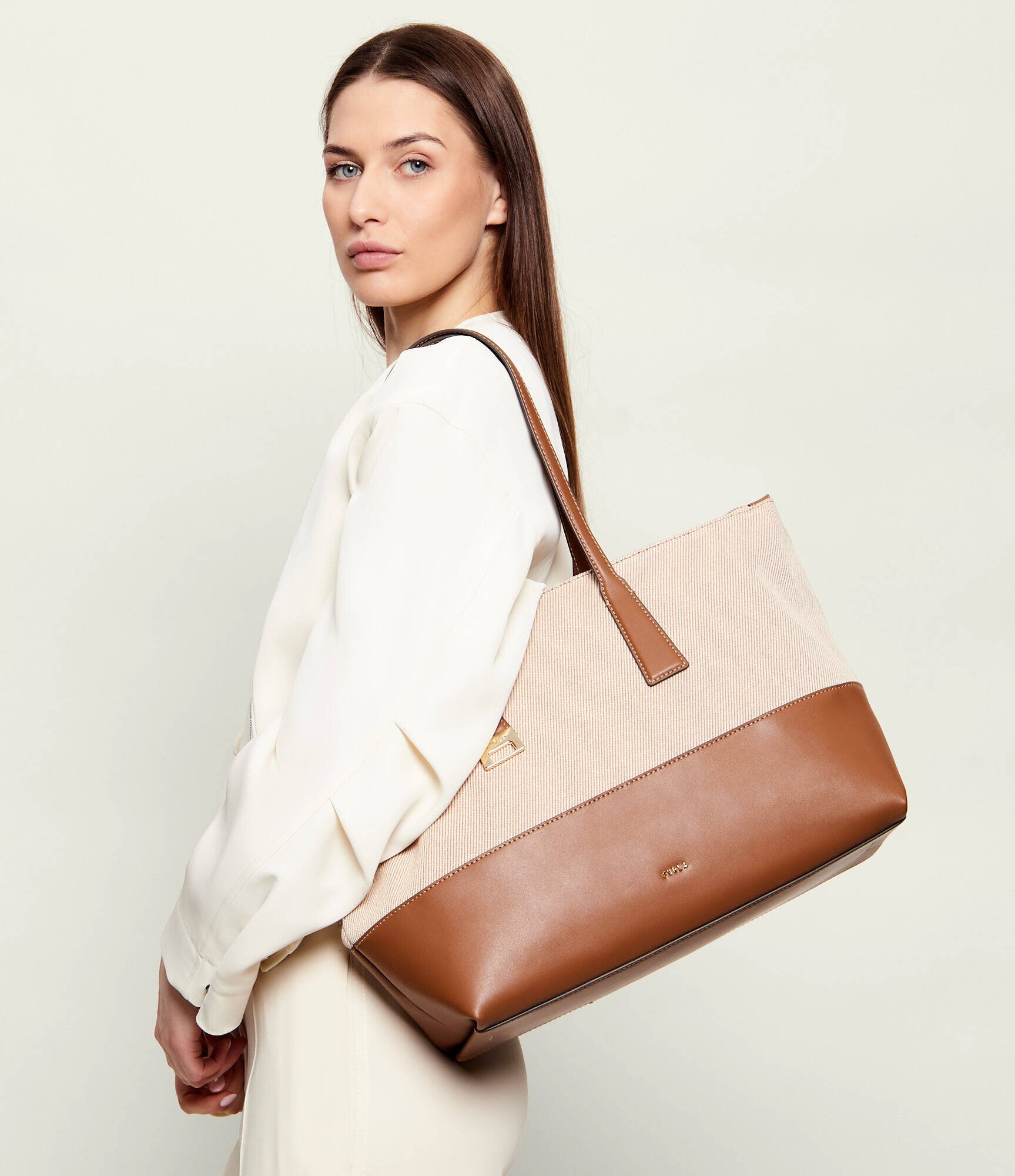 Furla Geantă shopper OLIVIA cu adaos de piele